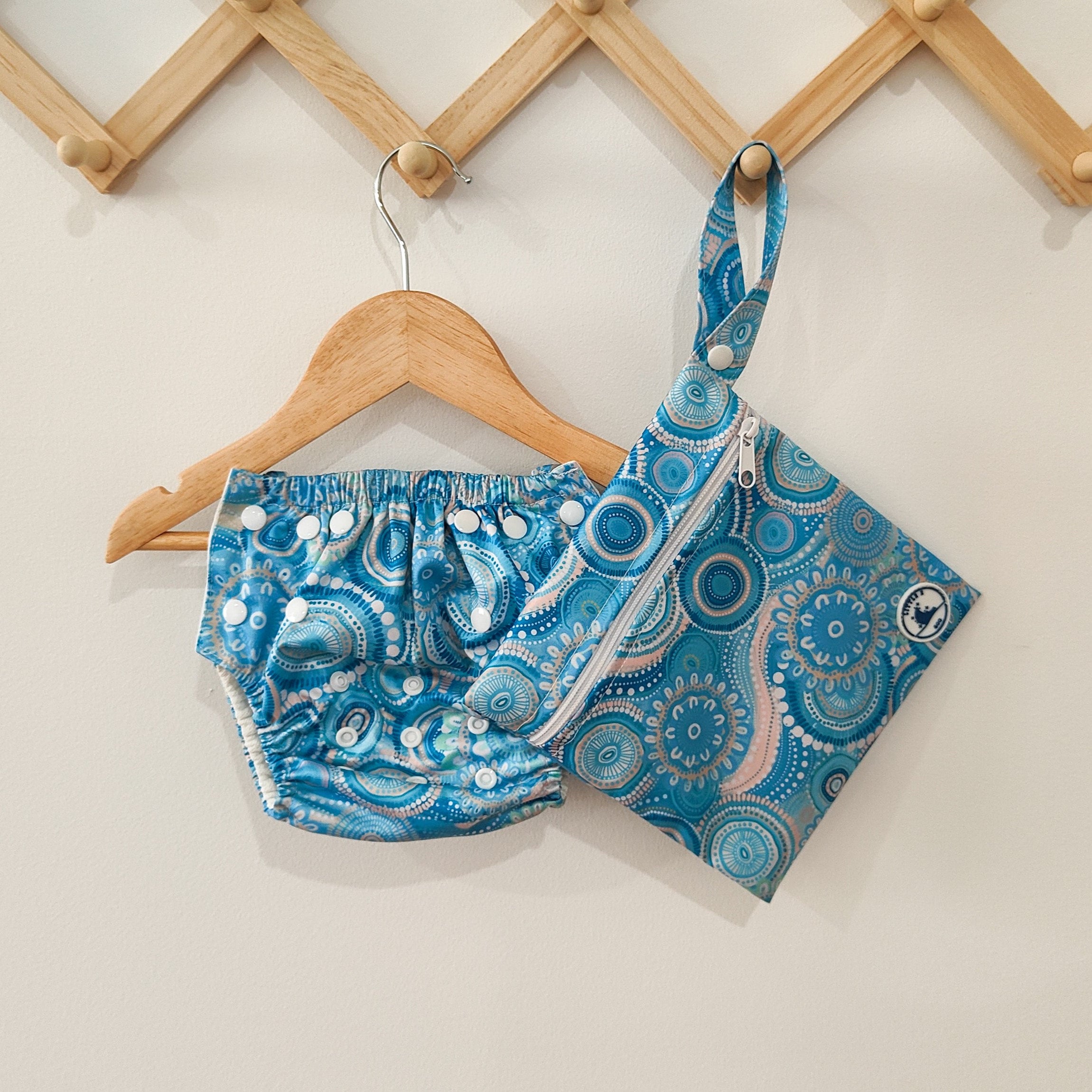 Little E and Co Reusable Swim Nappy & Mini Wet Bag Combo Called Home