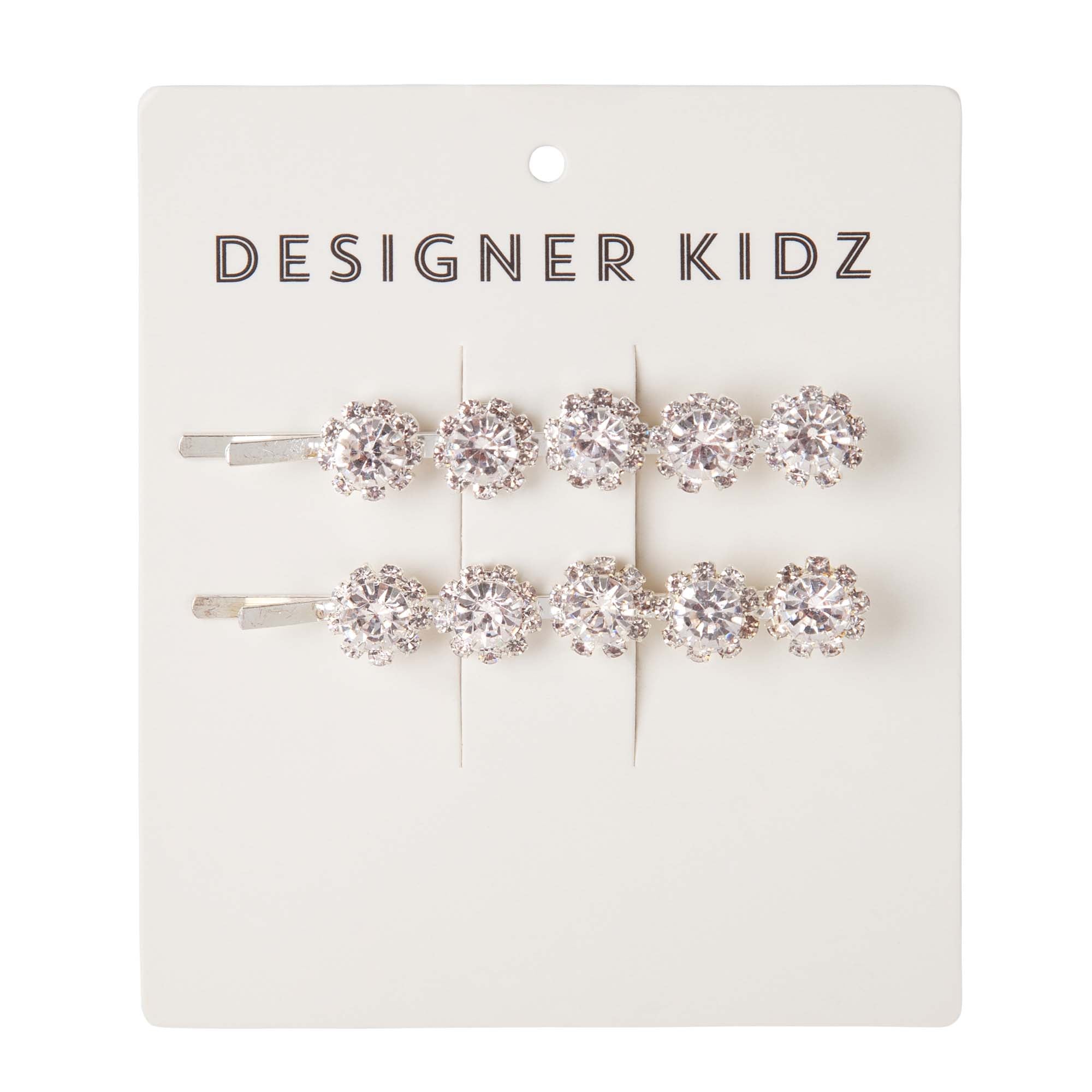 Designer Kidz Sparkle Hair Clip Pack Silver Flower Baby Hair Clips