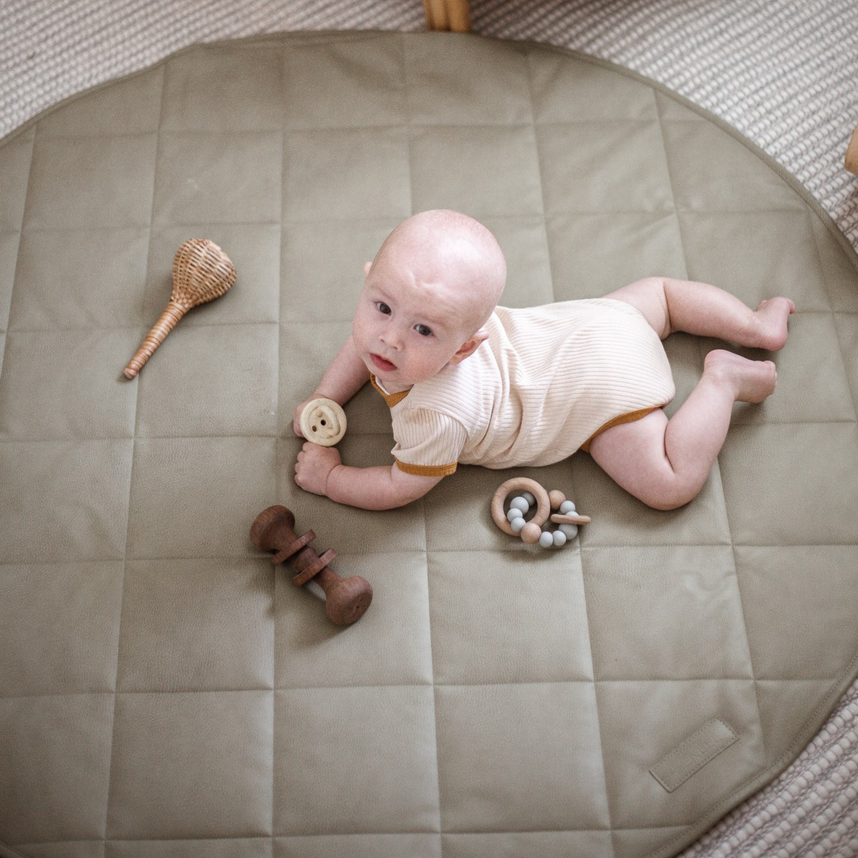 Henlee Quilted Play Mat - Sage | Mats | Baby Bunting AU