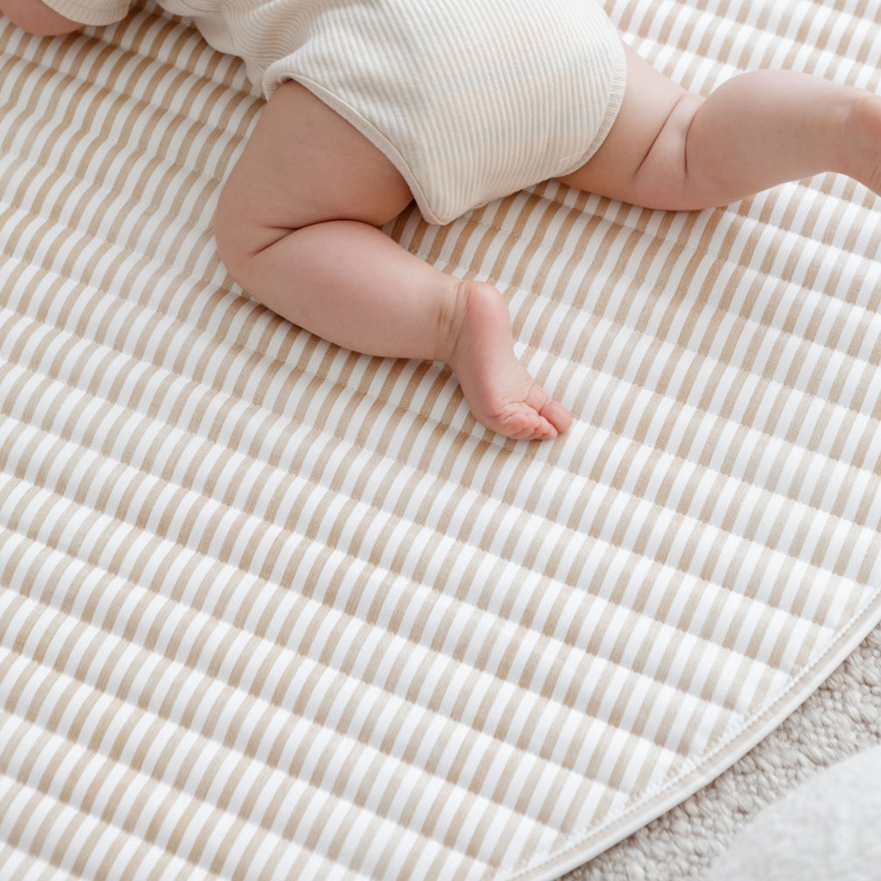 Henlee Quilted Play Mat - Fawn Stripe 