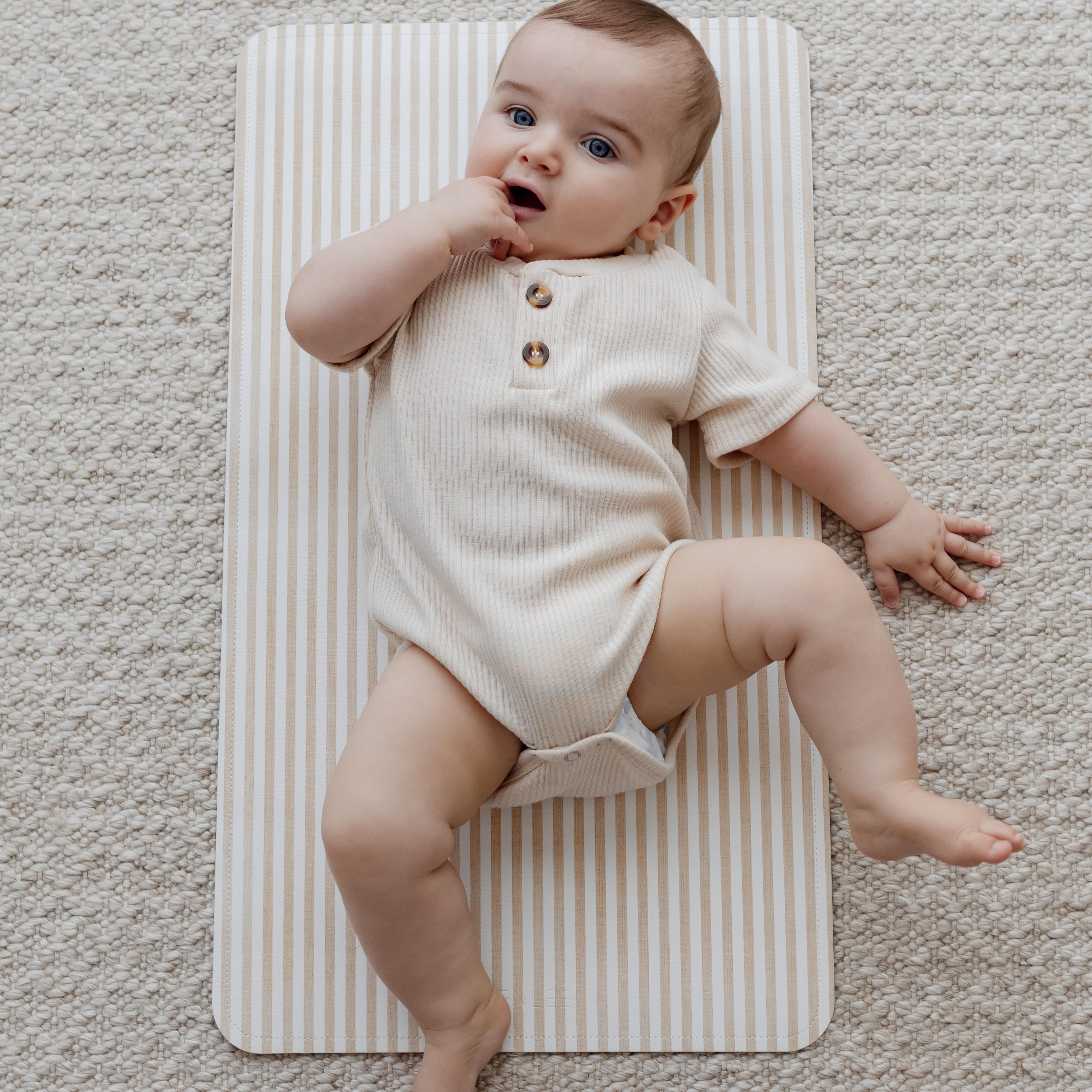 Henlee UNI Baby Changing Mat - Fawn Stripe / Ecru | Non-Disposable ...