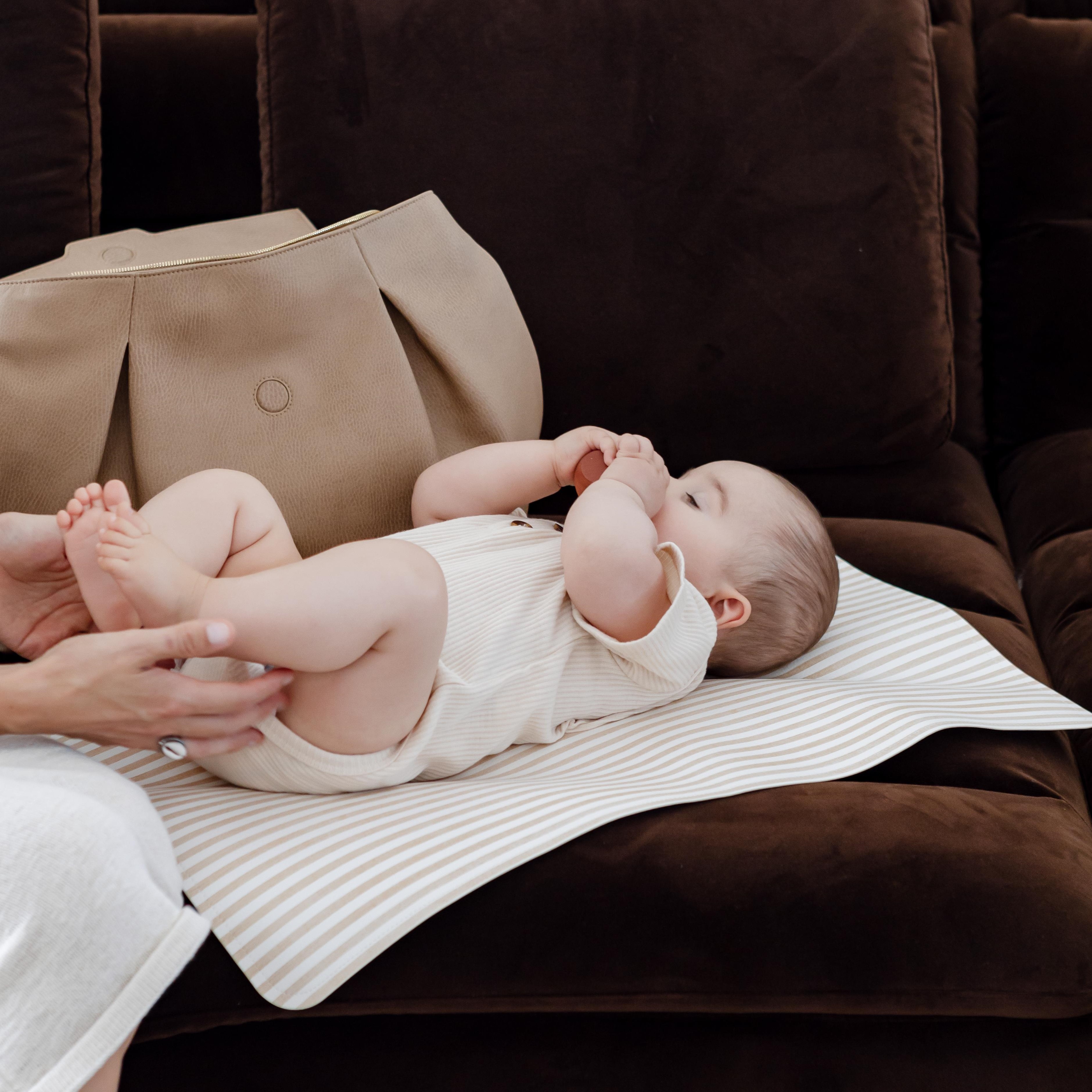 Henlee UNI Baby Changing Mat Fawn Stripe / Ecru Baby Bunting AU