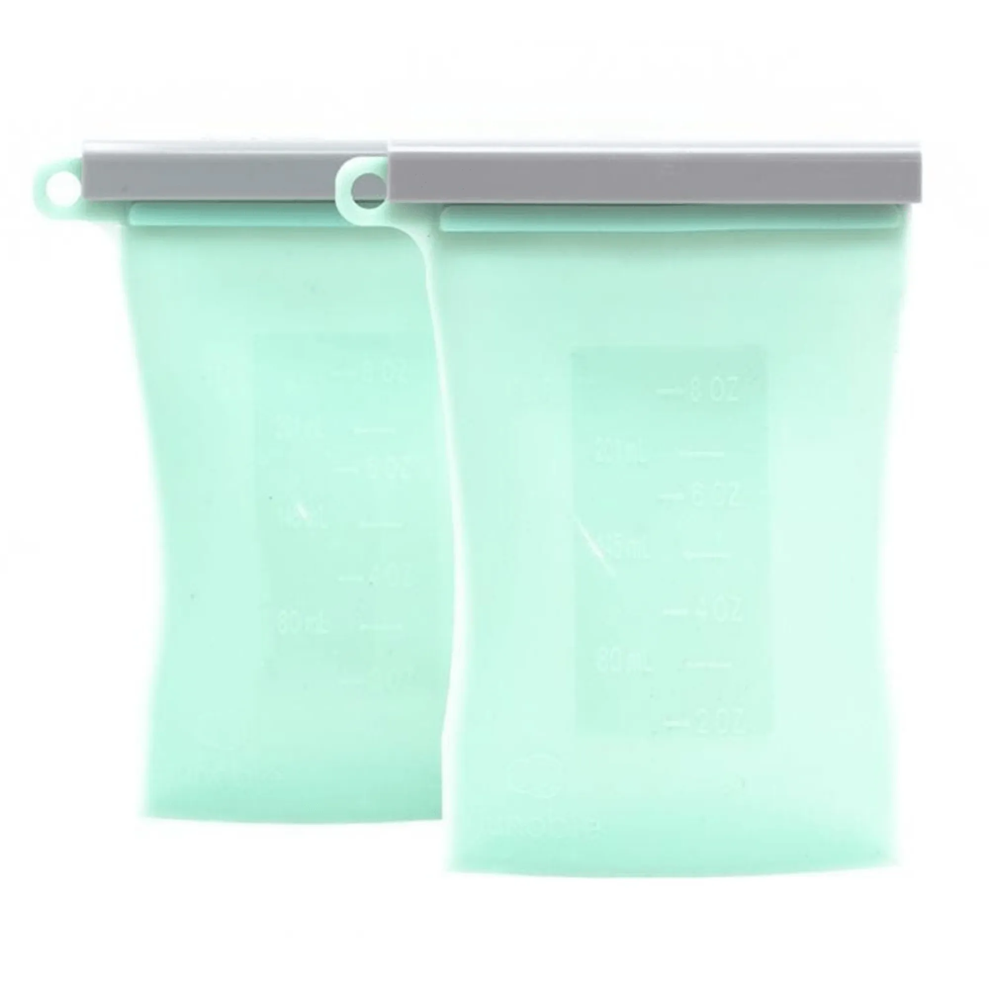 Junobie Reusable Silicone Breastmilk Storage Bags - Mint 2 pack