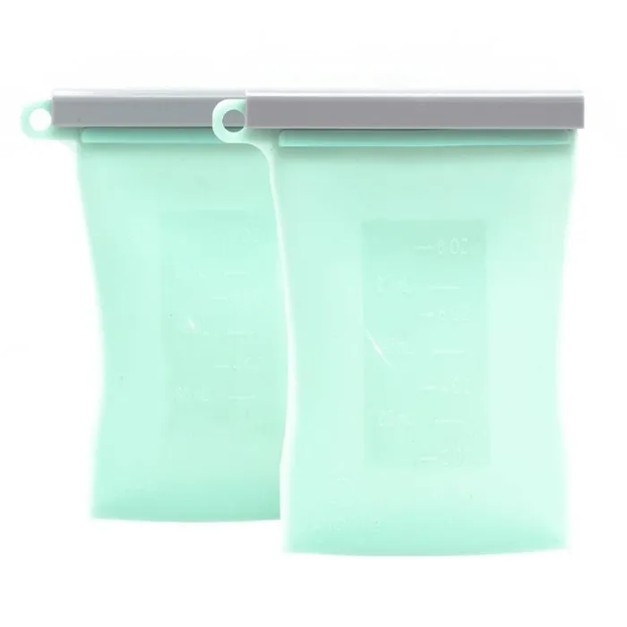 Junobie Reusable Silicone Breastmilk Storage Bags - Mint 2 pack