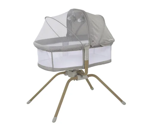 Babyhood Rocking Travel Bassinet Light Grey Baby Bunting AU