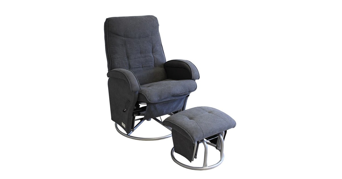 Babyhood Diva Feeding Glider Chair & Ottoman - Charcoal | Baby Bunting AU