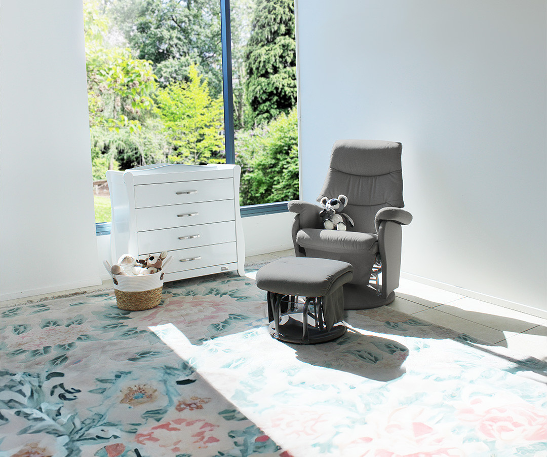 Babyhood Manhattan Feeding Glider Chair & Ottoman Charcoal Glider