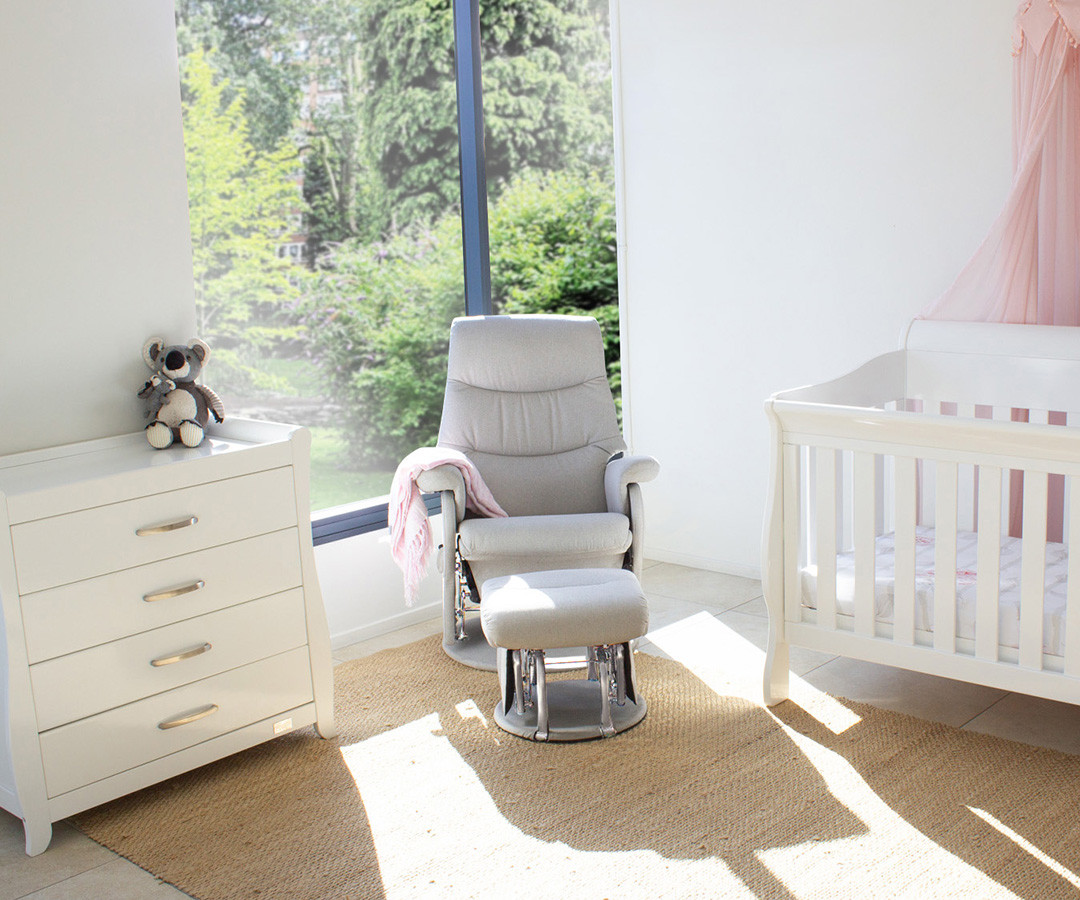 Babyhood Manhattan Feeding Glider Chair Ottoman Steel Grey