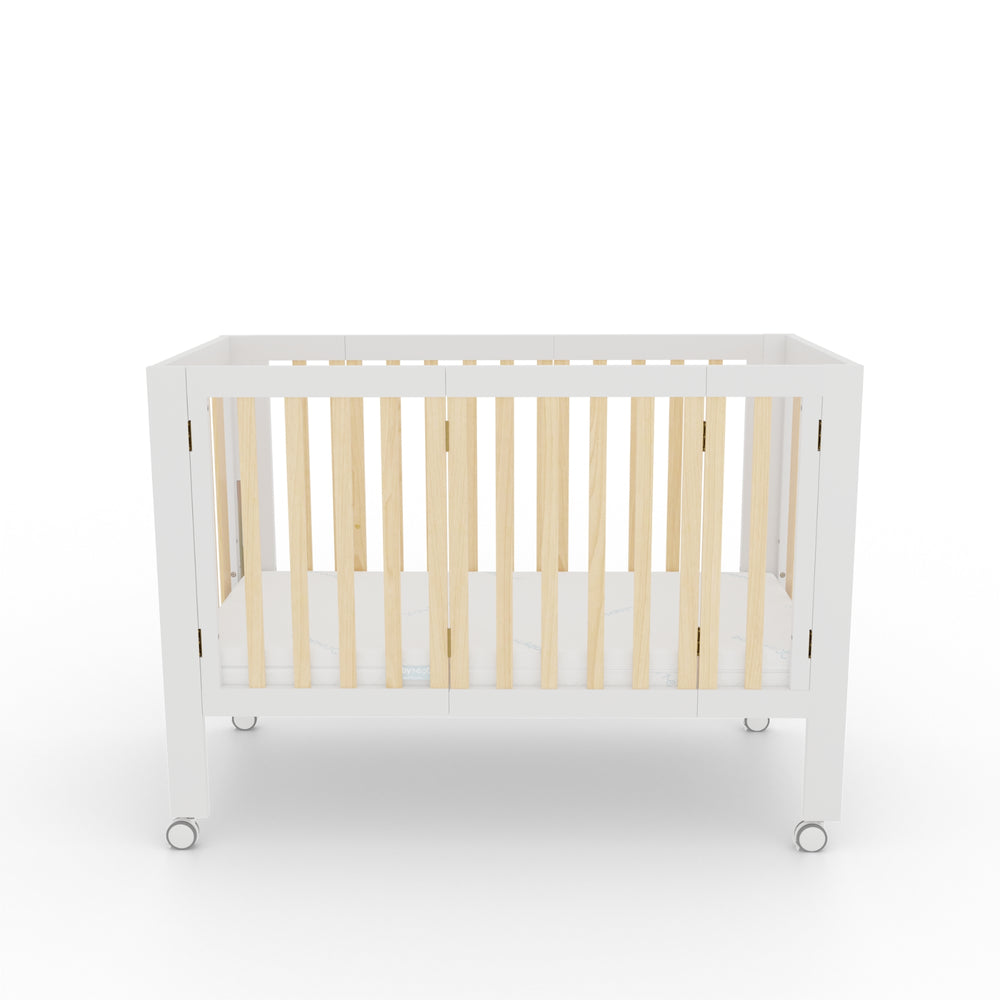 BabyRest Dixie Folding Cot White/Natural Cots Baby Bunting AU