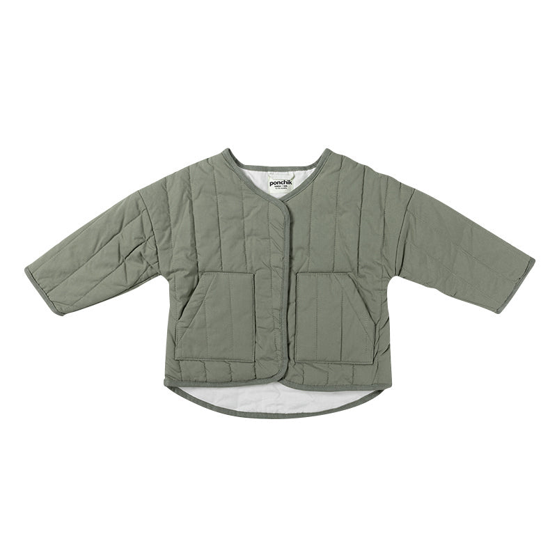 Ponchik Babies + Kids Cotton Quilt Coat/Jacket- Thyme/Stone | Kids ...