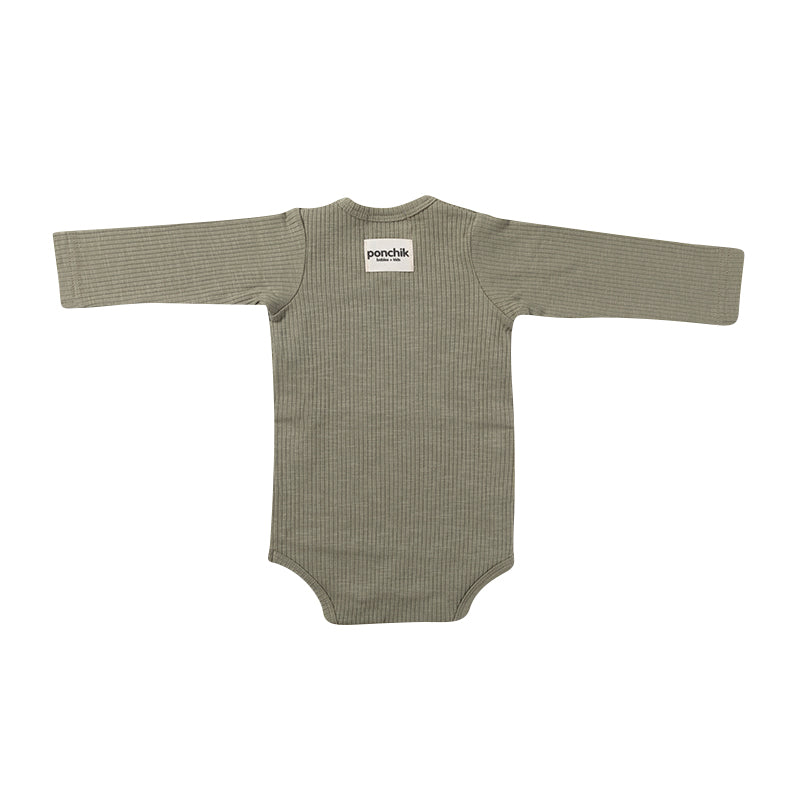 Ponchik Babies + Kids Cotton Rib Wrap Baby Bodysuit - Thyme | Bodysuits ...