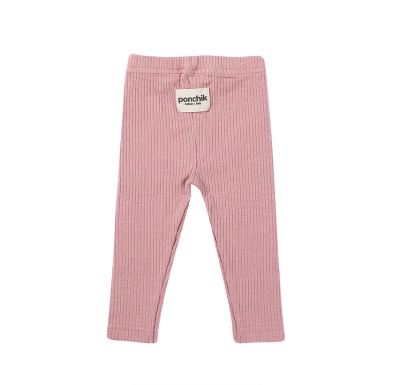 Ponchik Babies + Kids Cotton Ribbed Leggings - Carnation | Boxing Day ...