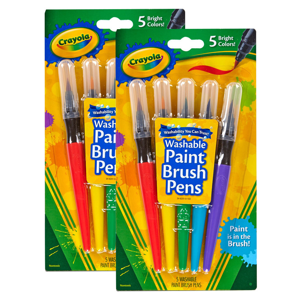 Crayola Washable Colour Non Toxic Paint Brush Pen Crafts 10 Pieces