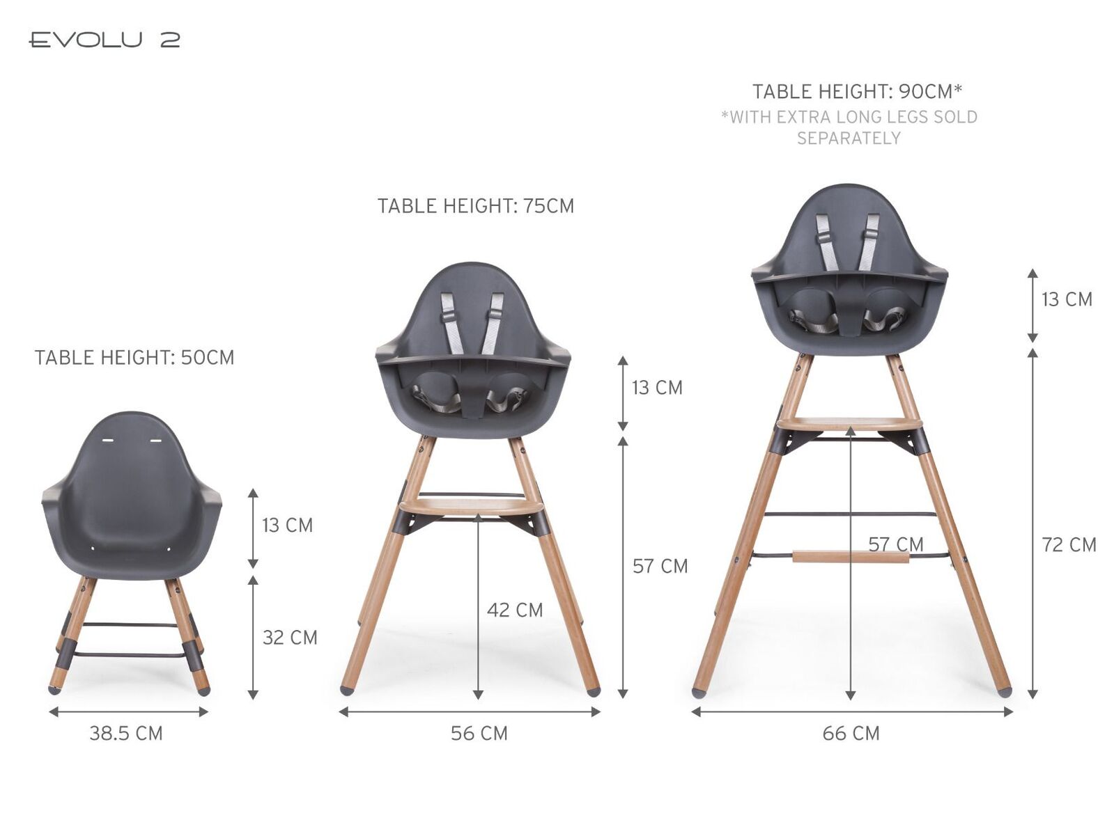 Childhome Evolu 2 High Chair Anthracite Highchairs Baby Bunting AU