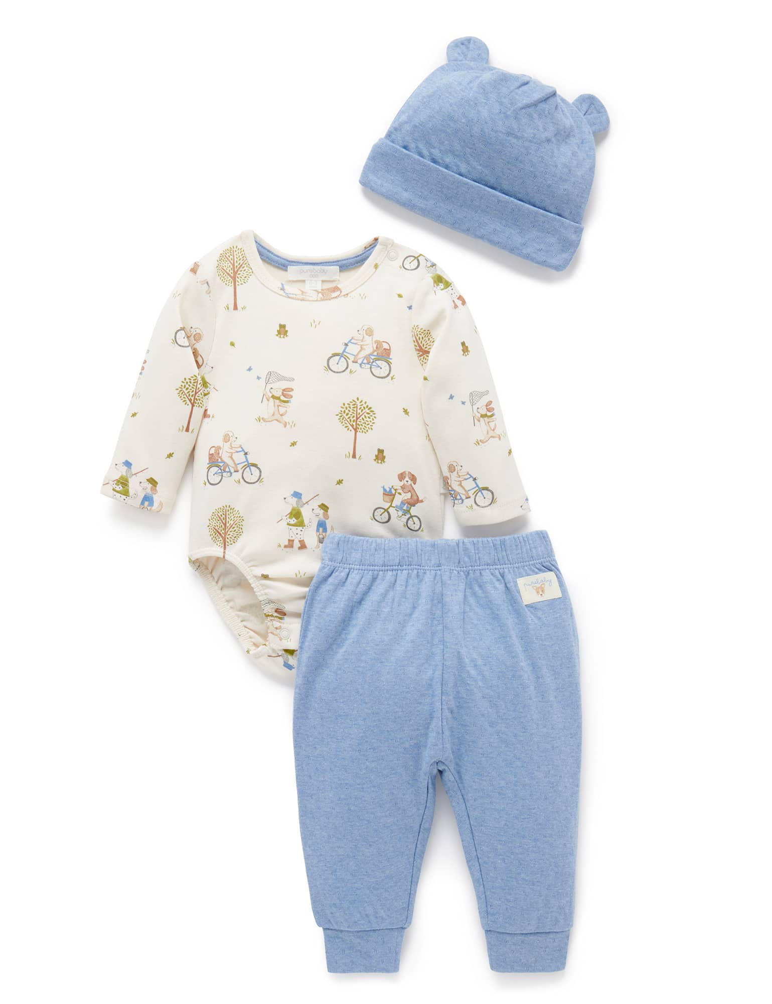 Purebaby 3 Piece Gift Set Boys Down River Print | Baby Clothes Sets ...