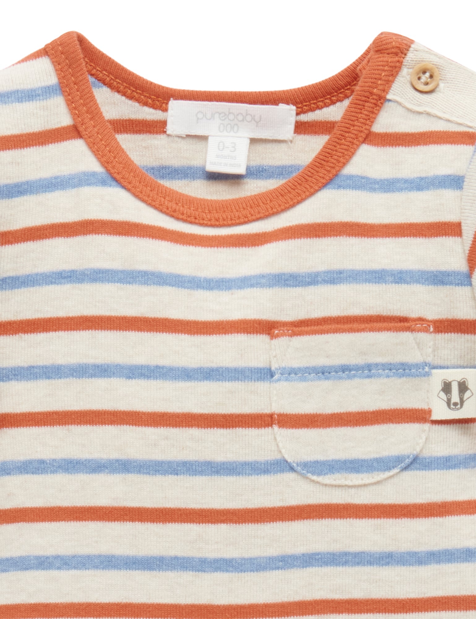 Purebaby Striped Bodysuit Pumpkin Stripe | Bodysuits | Baby Bunting AU