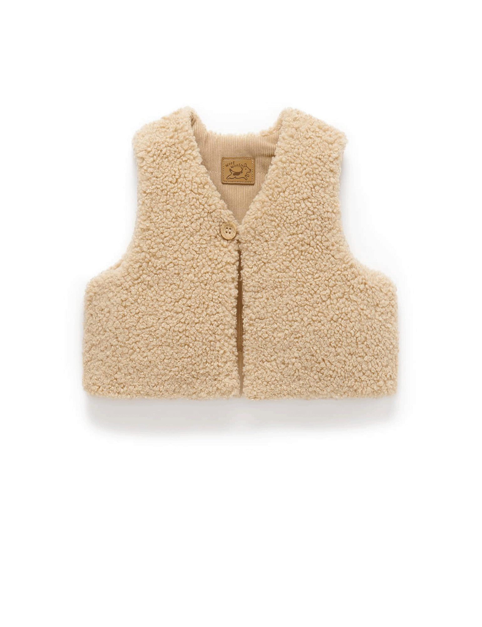 Purebaby Shearling Reversible Vest Biscuit | Kids Coats & Jackets