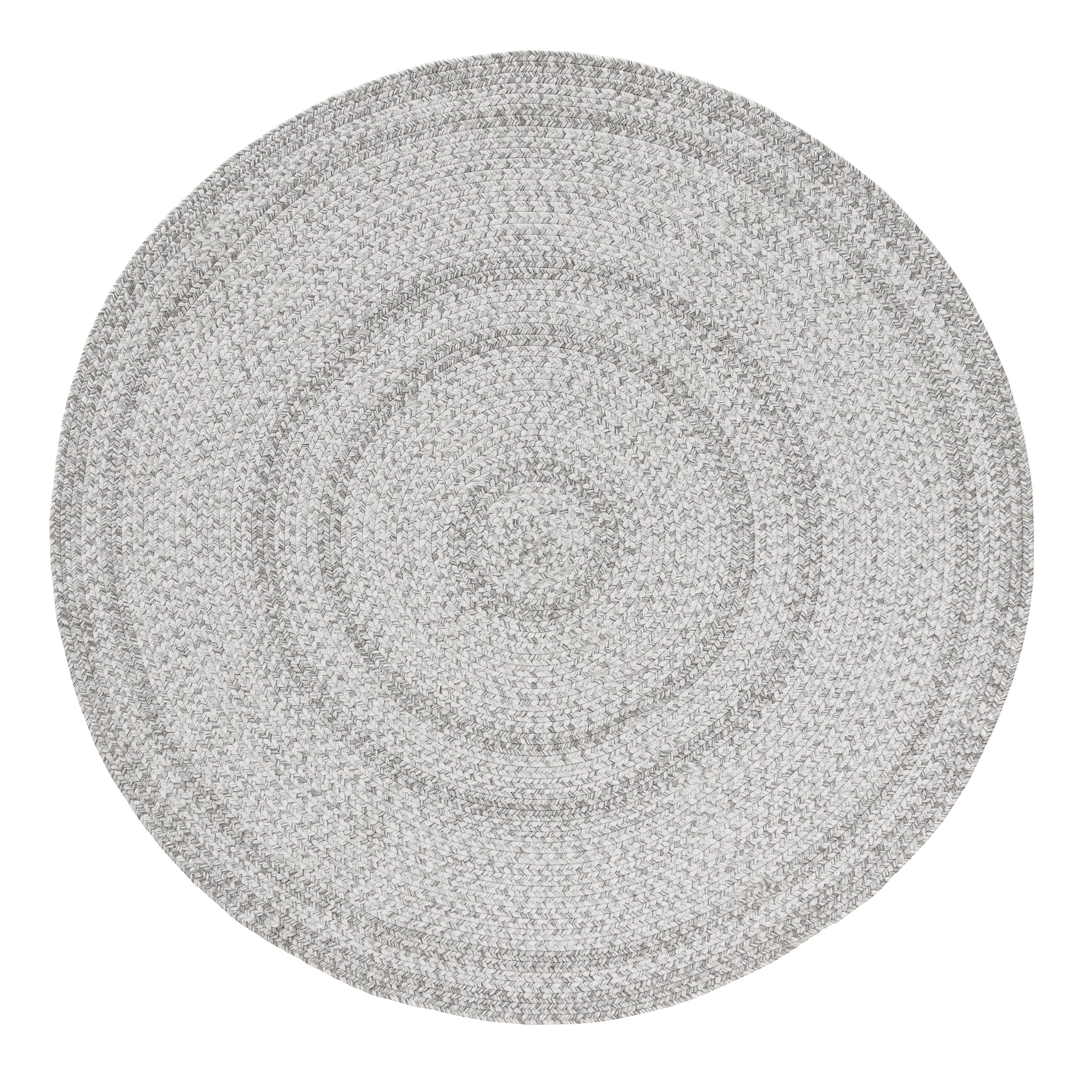 Miss Amara Mika Grey Braided Flatweave Indoor Outdoor Round Rug | Play ...