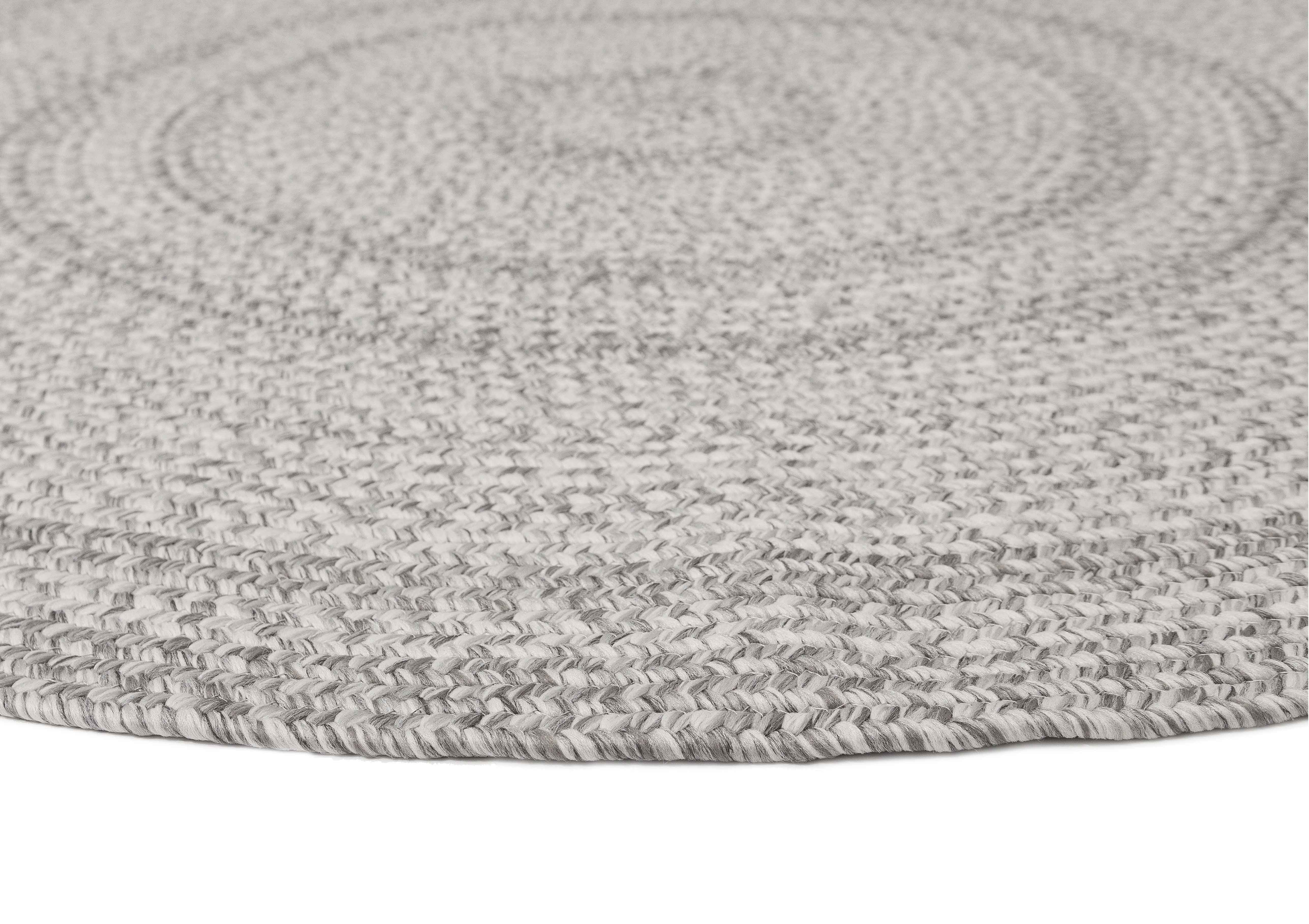 Miss Amara Mika Grey Braided Flatweave Indoor Outdoor Round Rug Play