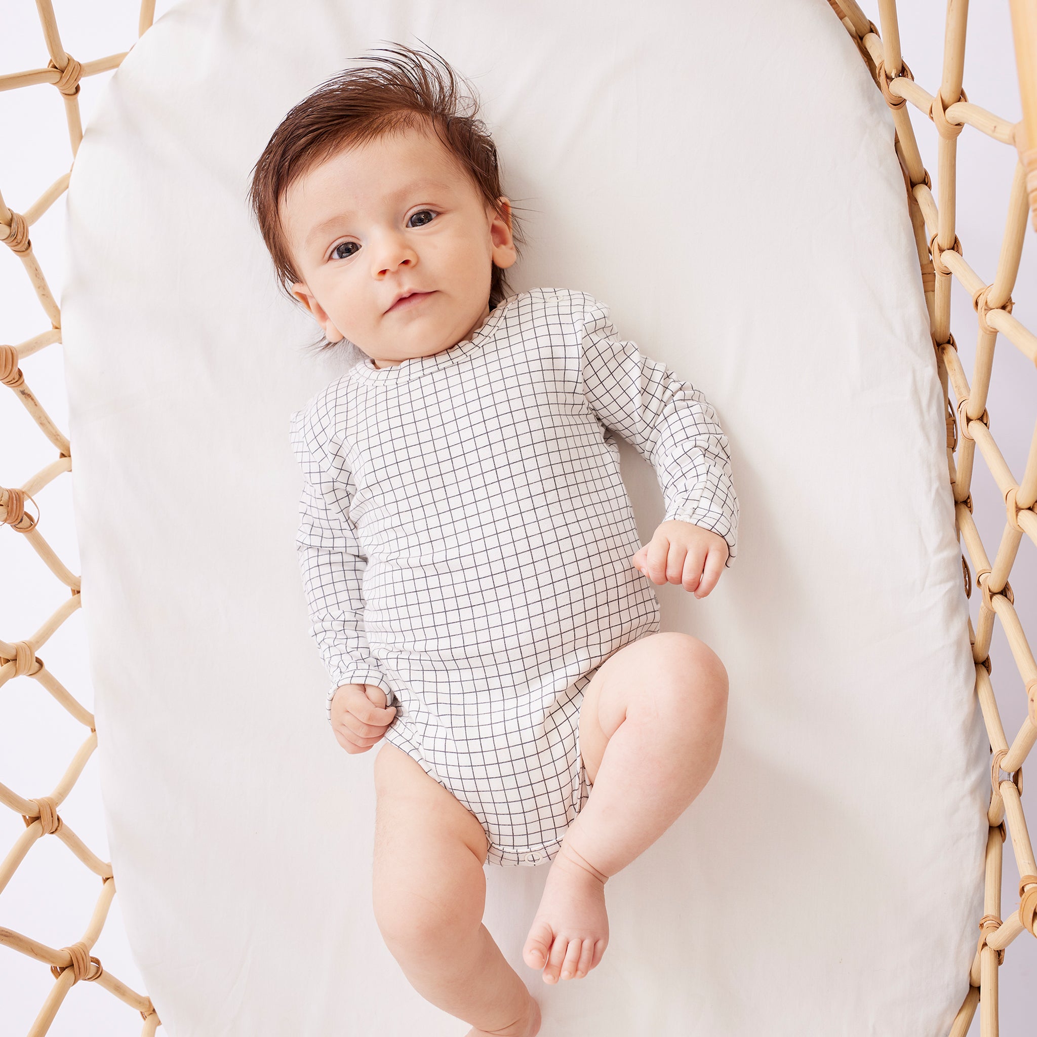 Kynd Baby Comfy Bodysuit Long Sleeve Grid Bodysuits Baby Bunting AU