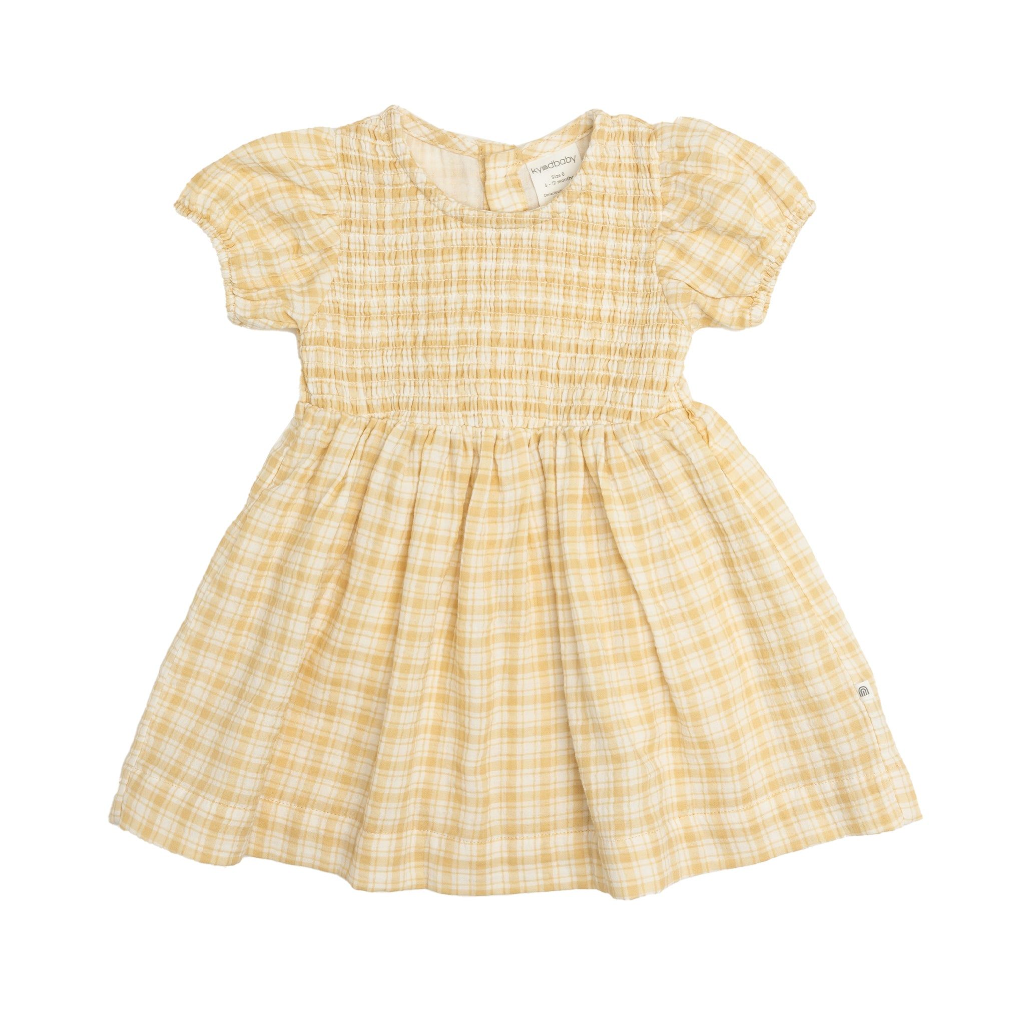 Kynd Baby Shirred Dress - Sandcastle Check | Girls Shirt Dress | Baby ...