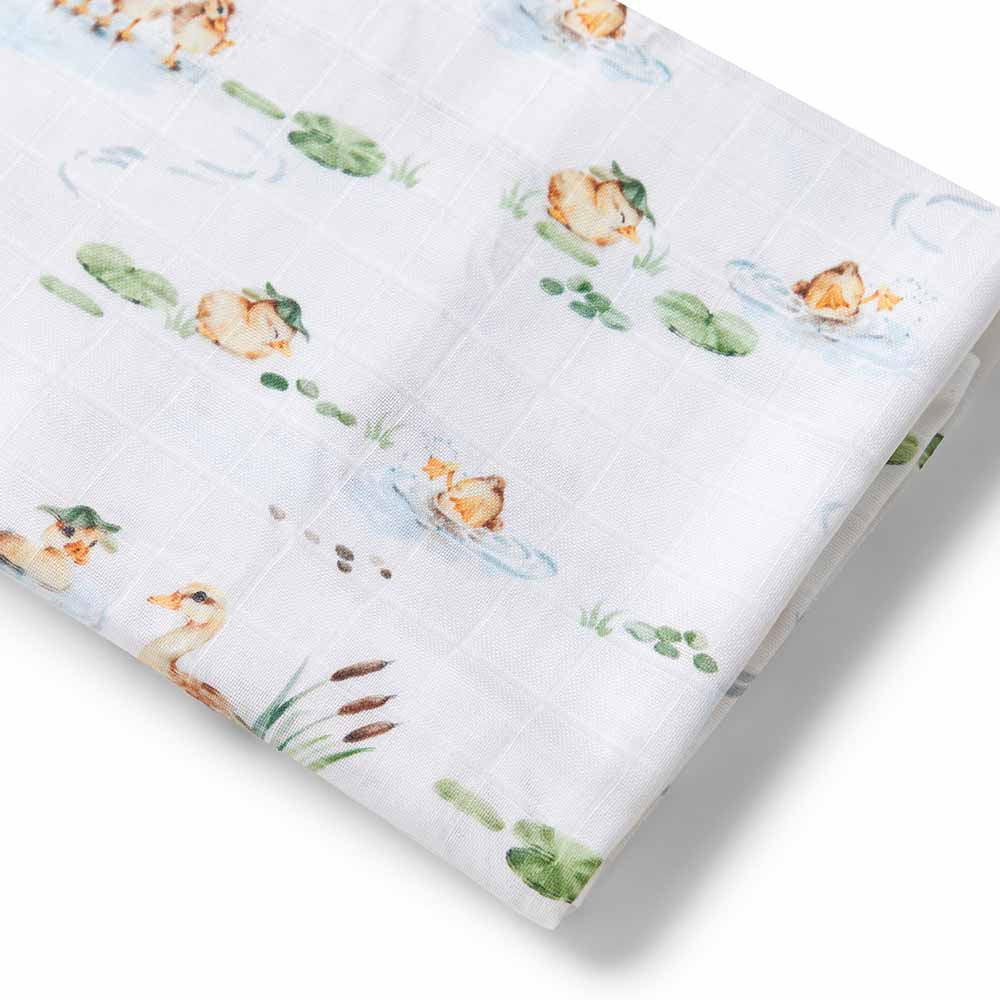 Snuggle Hunny Duck Pond Organic Muslin Wrap Wraps Baby Bunting AU