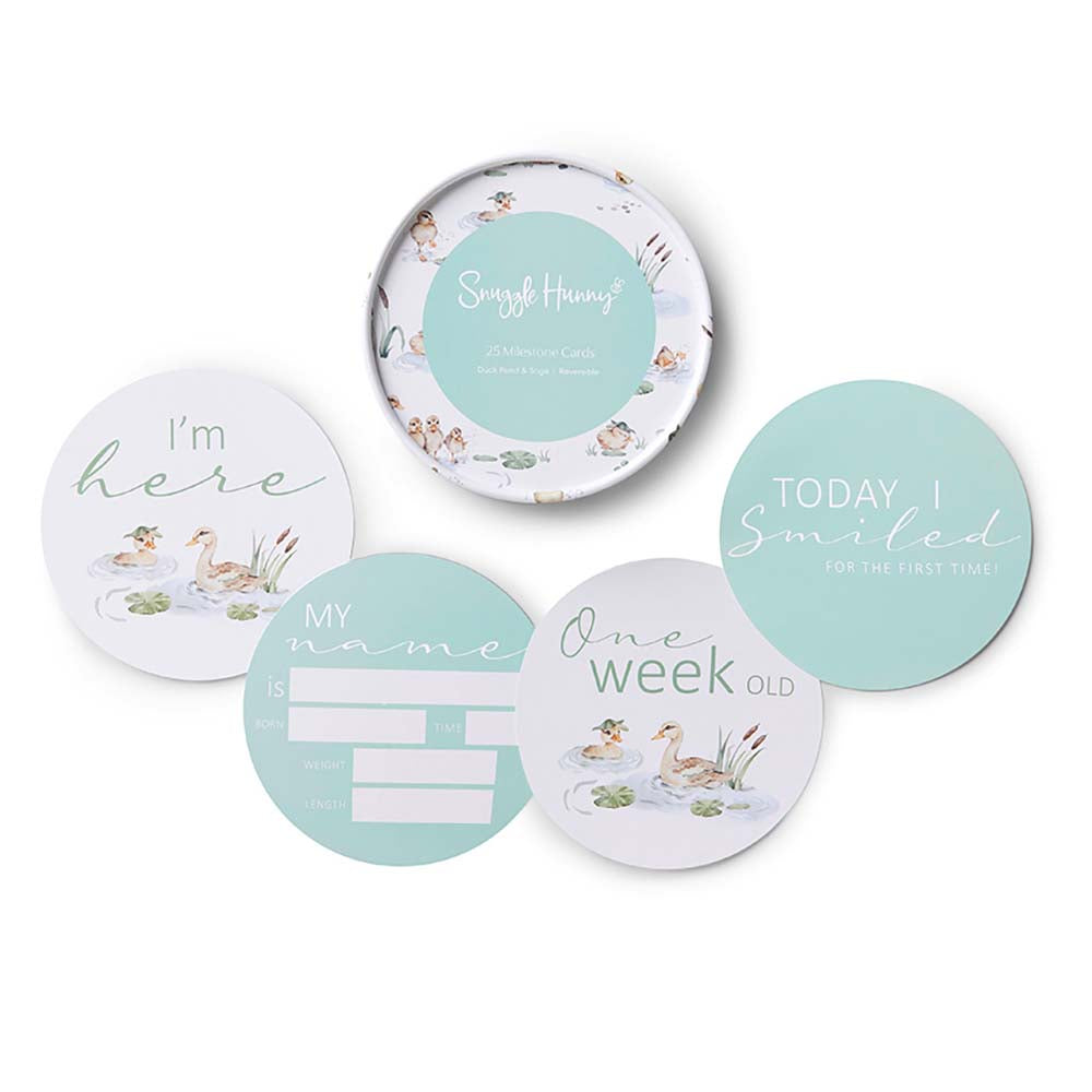 Snuggle Hunny Duck Pond & Sage Reversible Milestone Cards