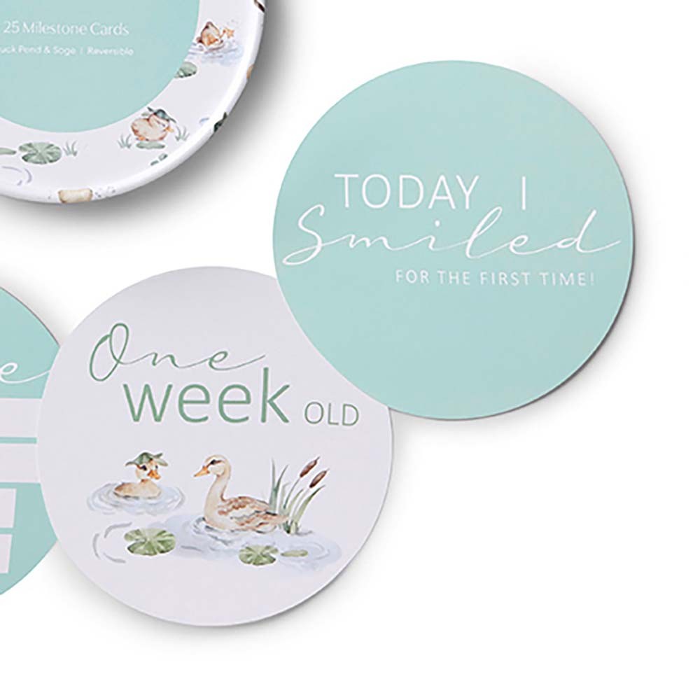 Snuggle Hunny Duck Pond & Sage Reversible Milestone Cards