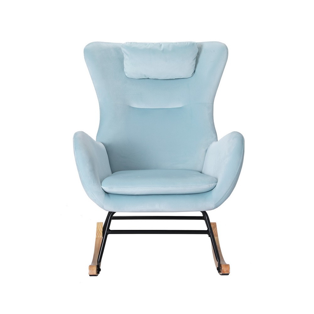 Artiss Rocking Chair Velvet Armchair Feeding Chair Blue Glider Chairs