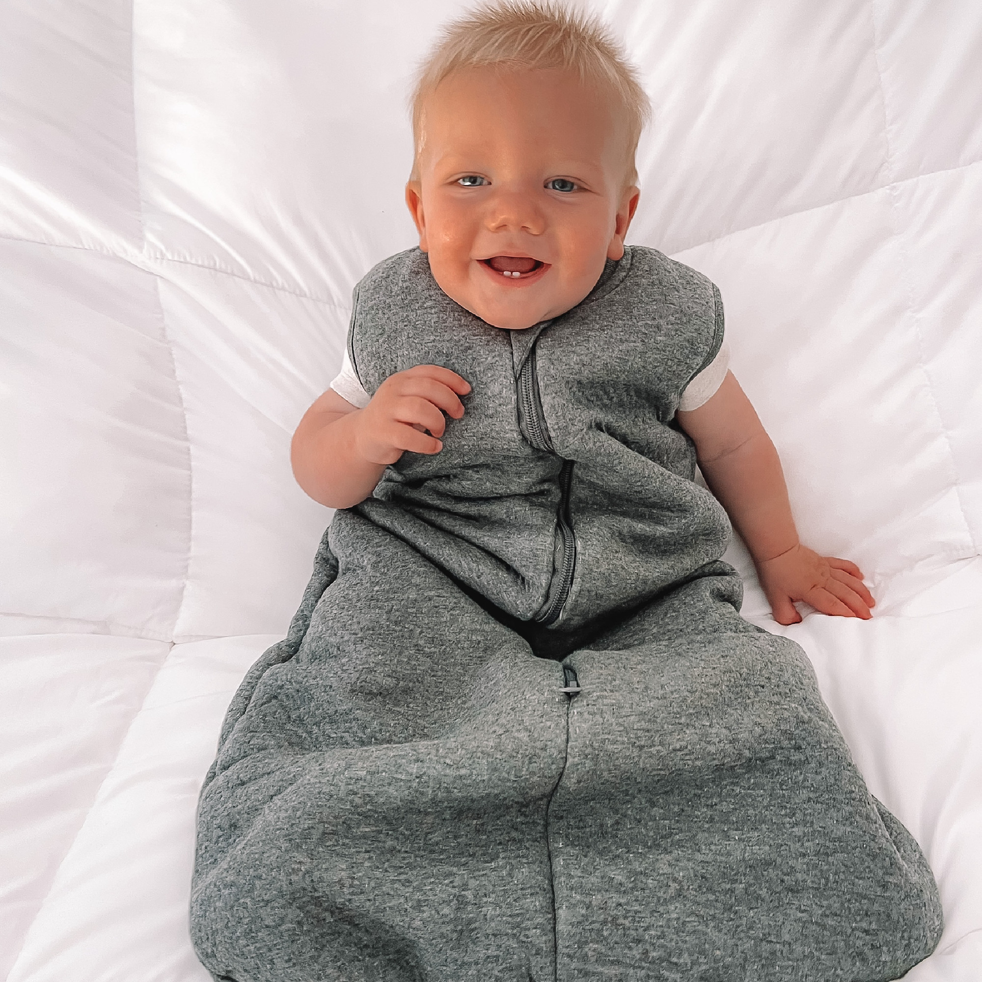 Baby Studio Sleeping Bag Sleeveless Cotton Charcoal/Hugs Equals Love