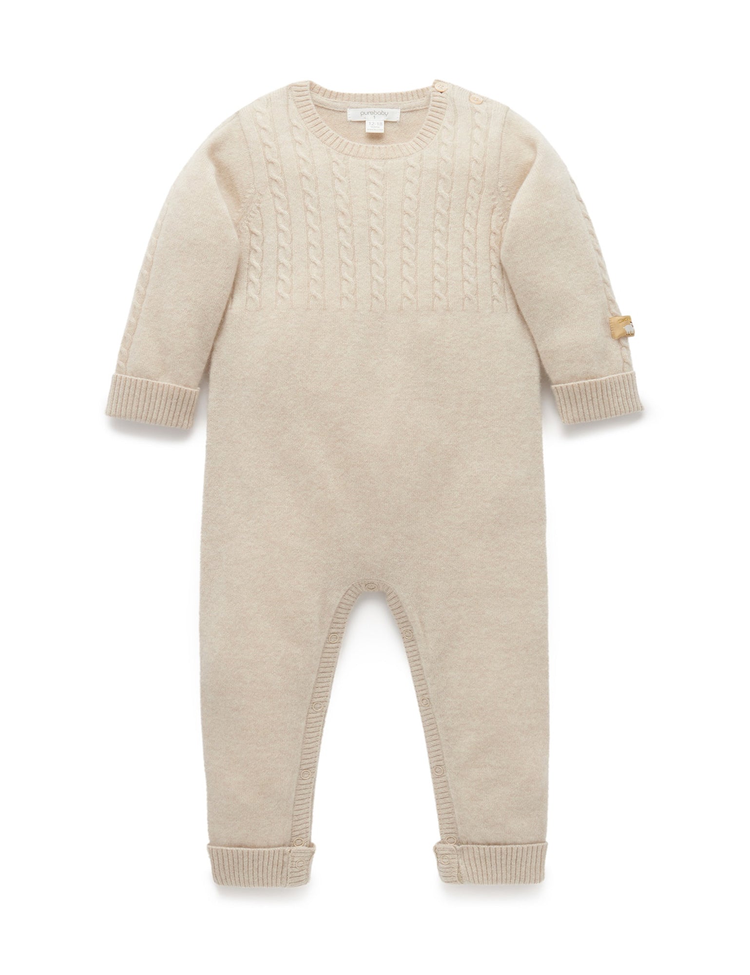 Purebaby Cashmere Growsuit Camel Melange | Baby Onesies | Baby Bunting AU