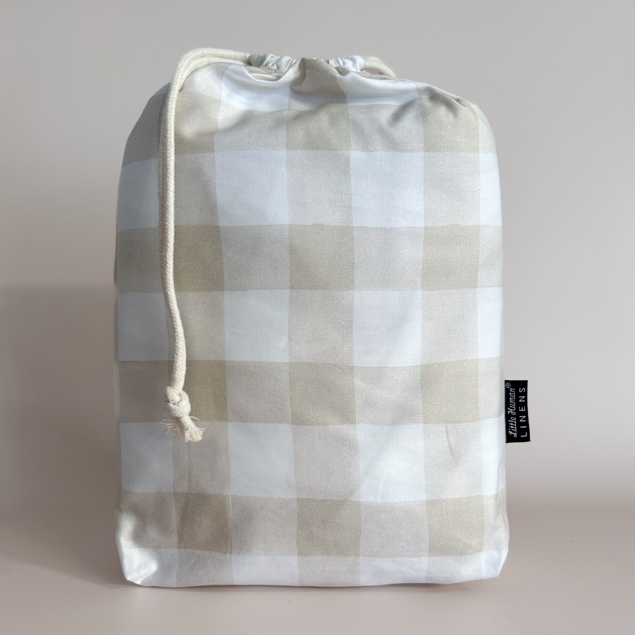Little Human Linens Cot Waterproof Sheet, Latte Gingham