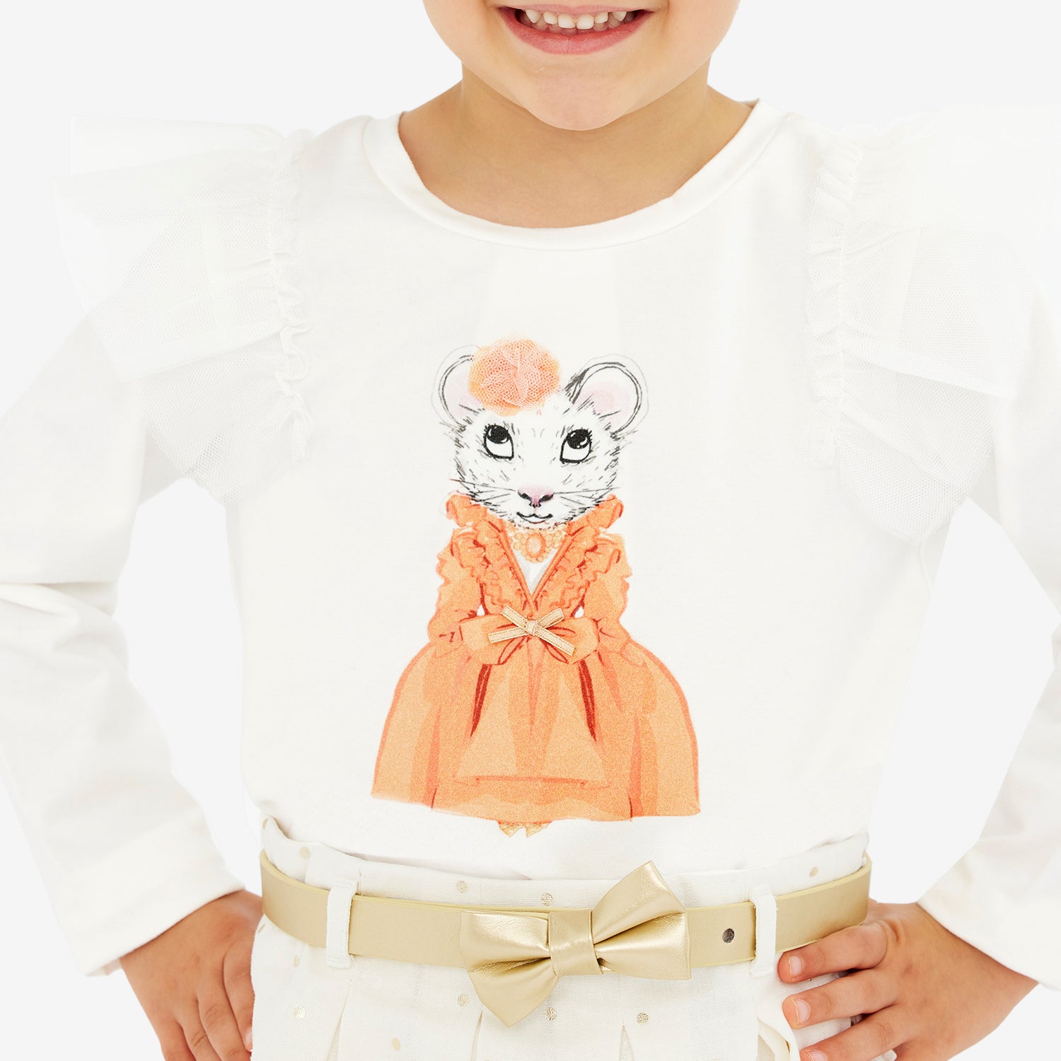 Claris the Mouse Tuscan Long Sleeve Claris Tee - Blanc | Girls Long ...