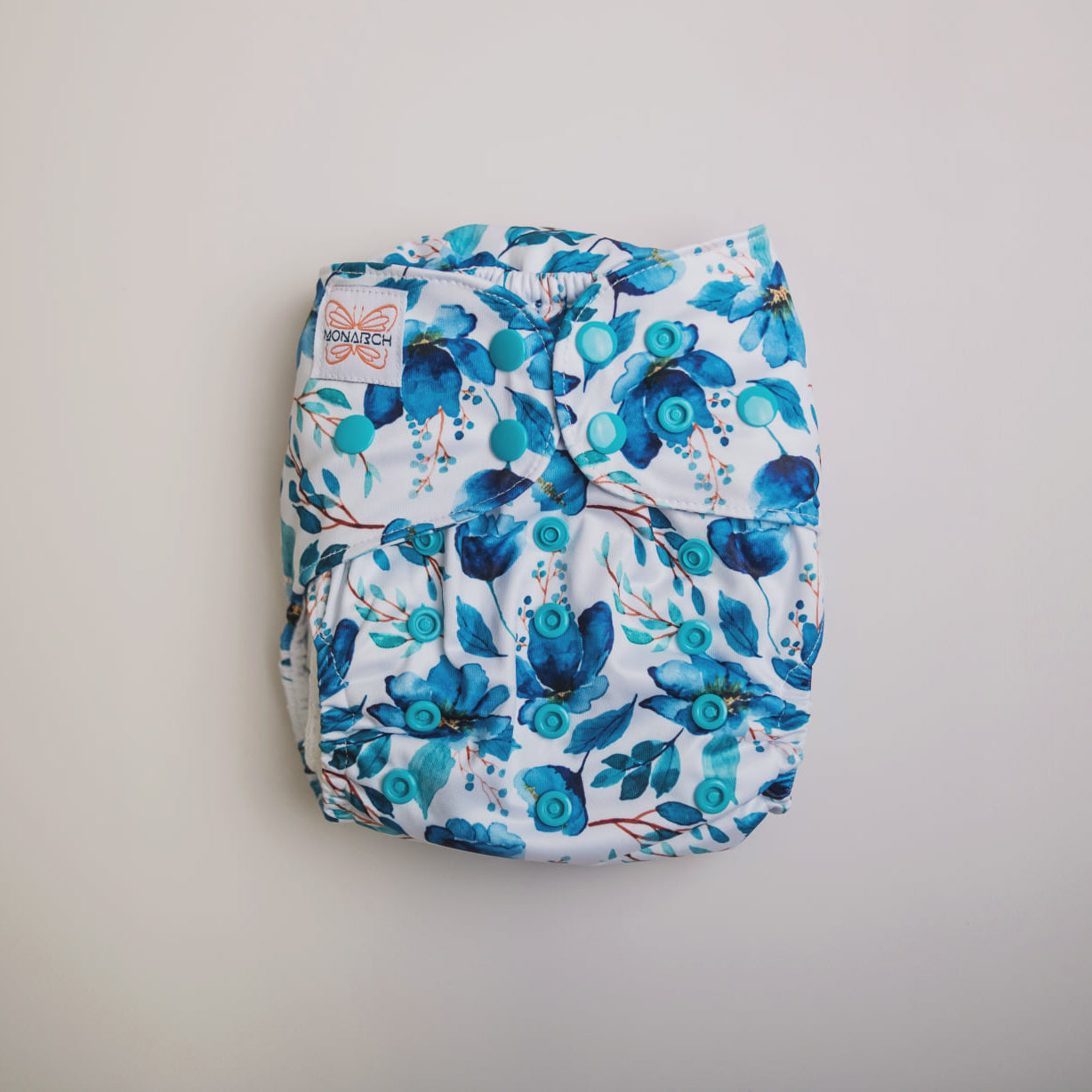 Monarch Classic Reusable Cloth Nappy V1.0, Blue Meadow, Snaps