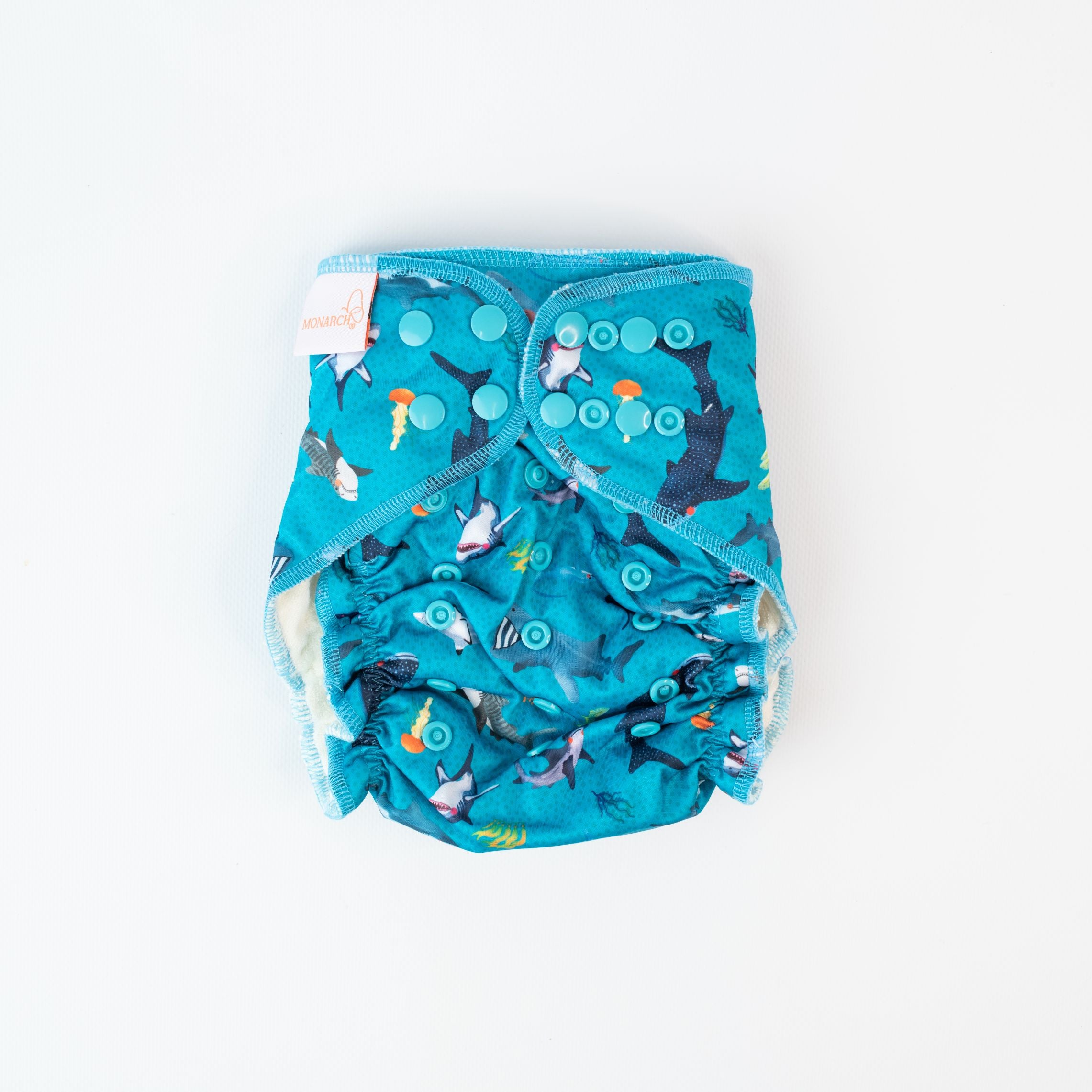 Monarch Hybrid Fitted Nappy Cover V2.0, Feeding Frenzy, Snaps