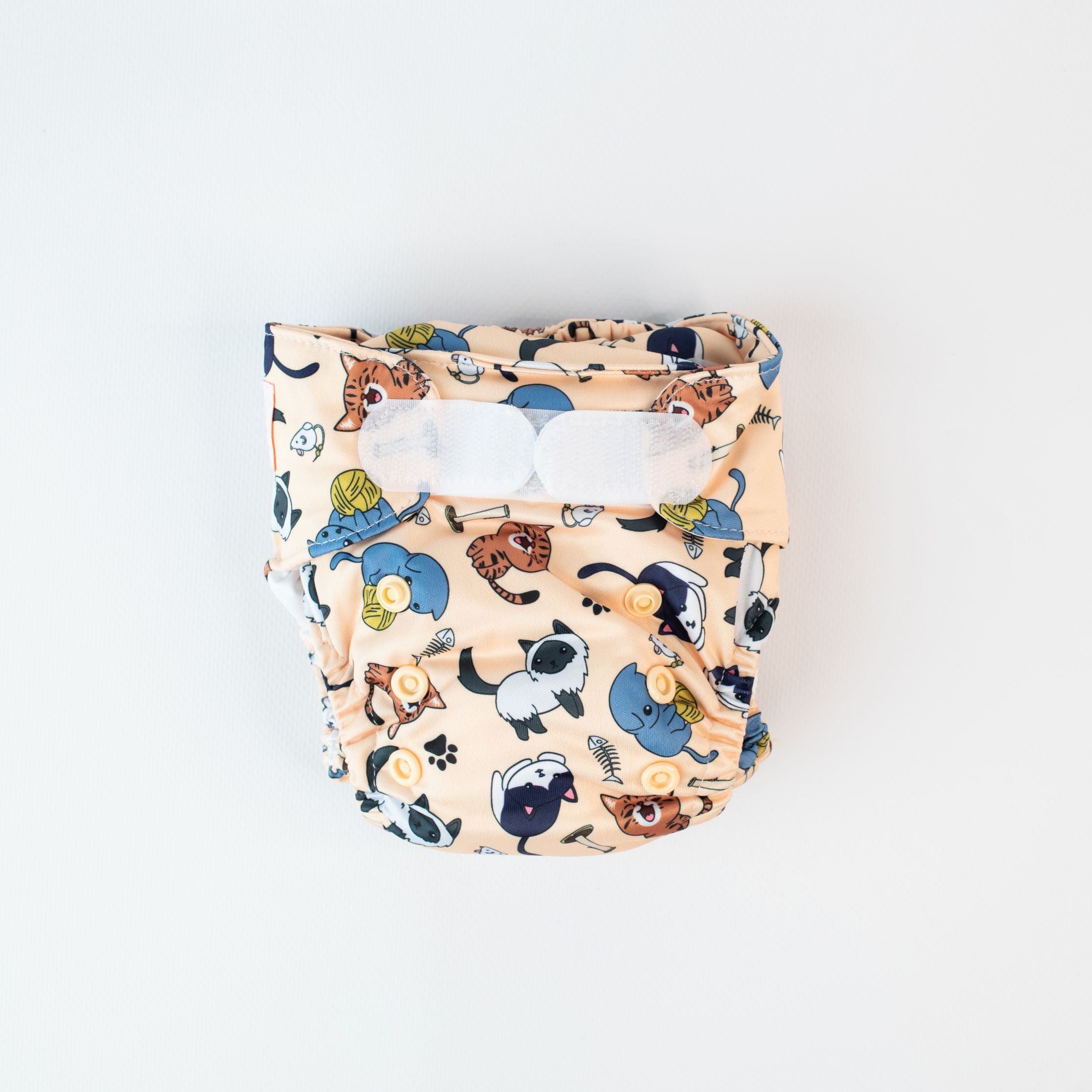 Monarch Newborn Wipeable Nappy, Feline Good, Hook and Loop