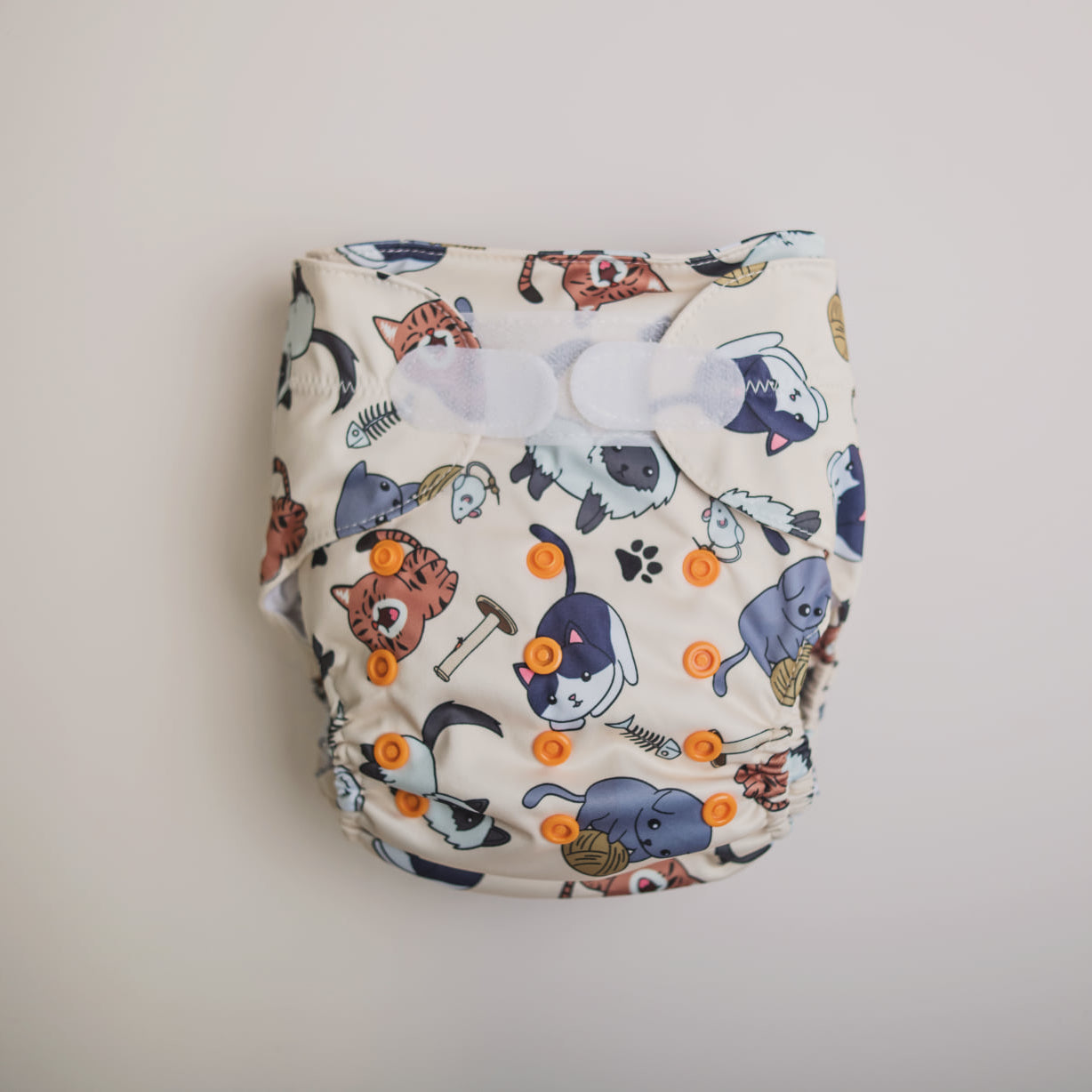 Monarch Ultimate Wipeable Cloth Nappy V1.0, Feline Good, Hook And Loop