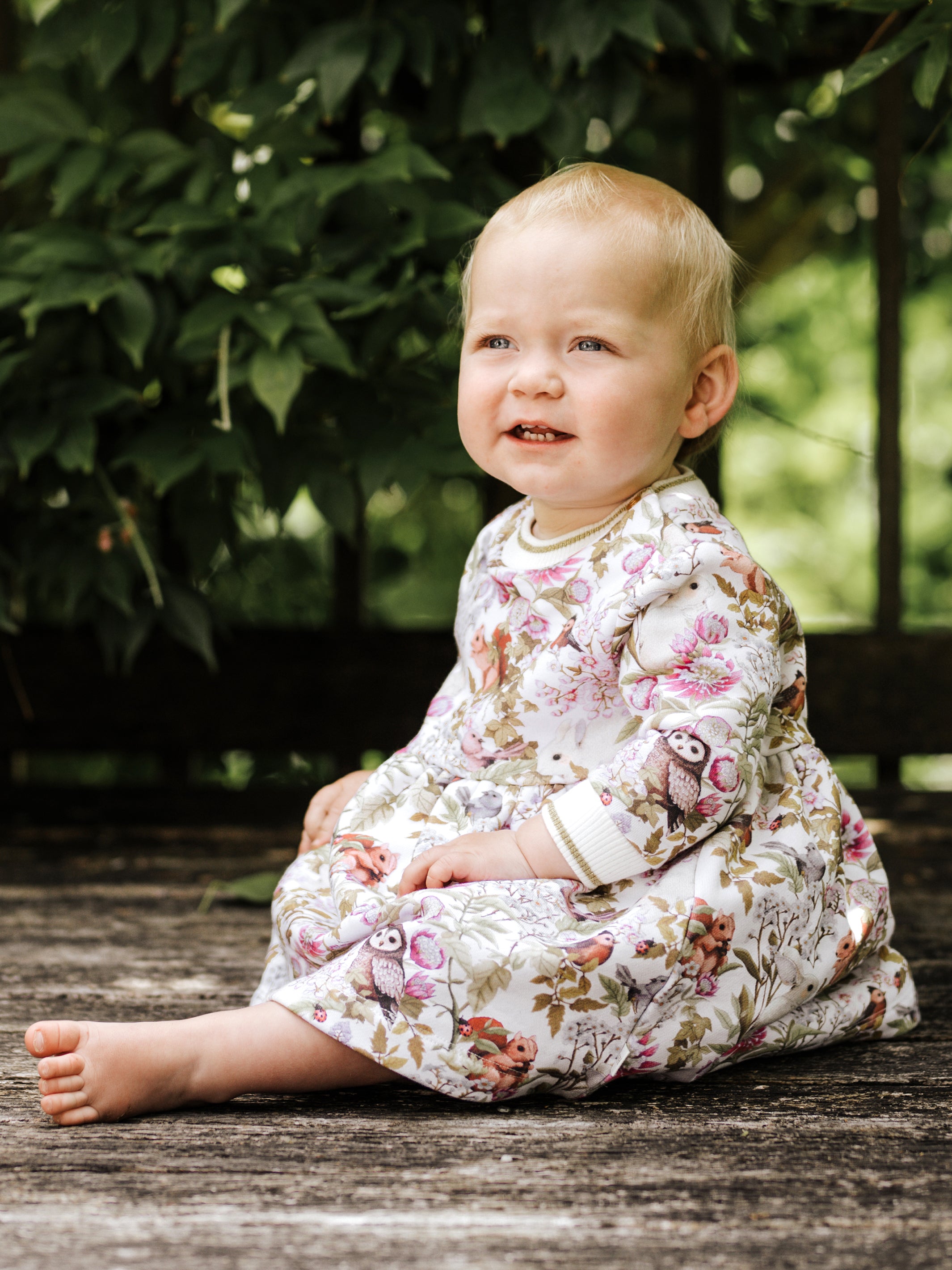 Fleur Harris 'Woodlands' Yardage Dress Baby Dresses Baby Bunting AU
