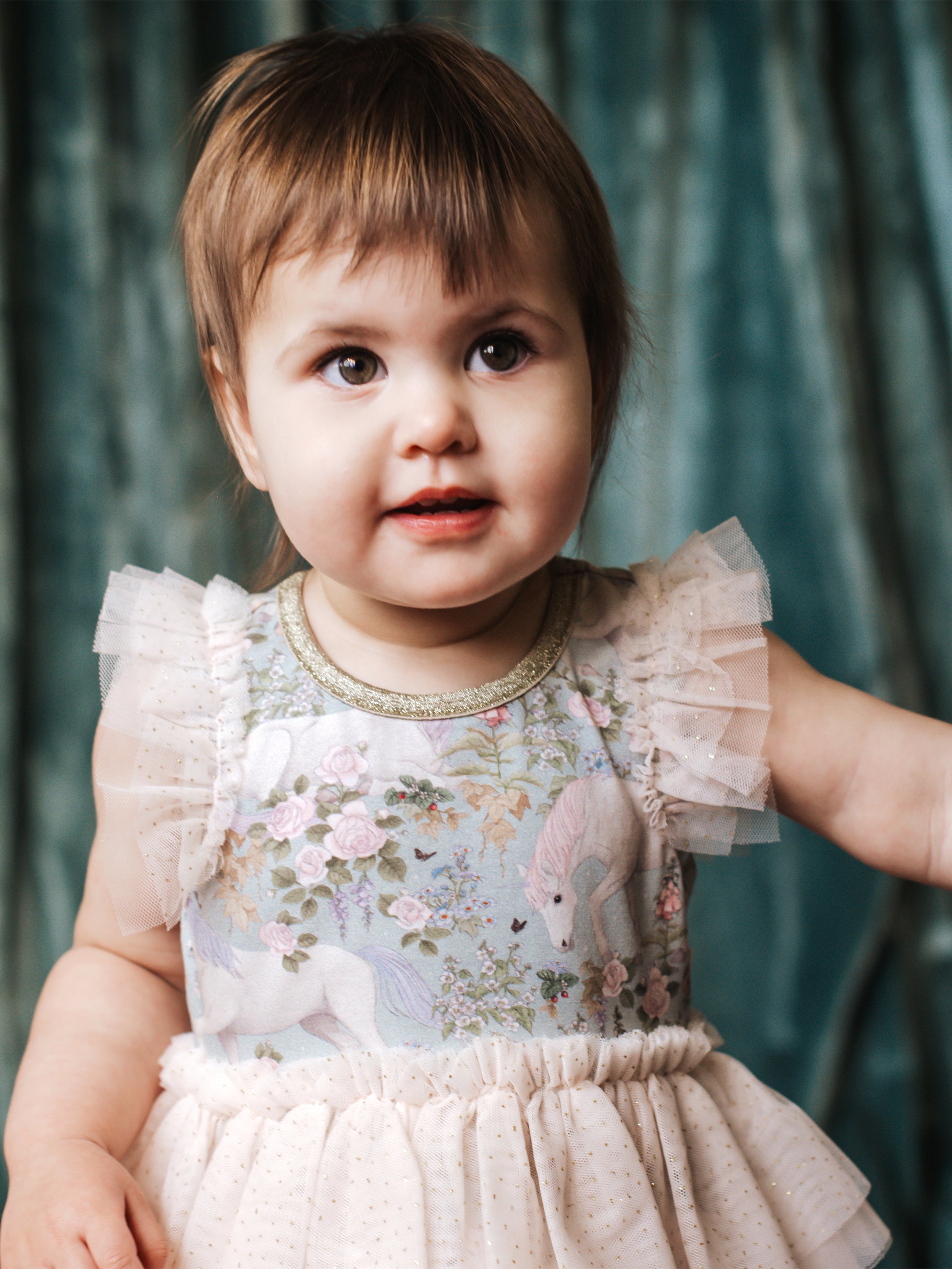 Fleur Harris 'Field of Dreams' Signature Tutu Dress Baby Soft Aqua