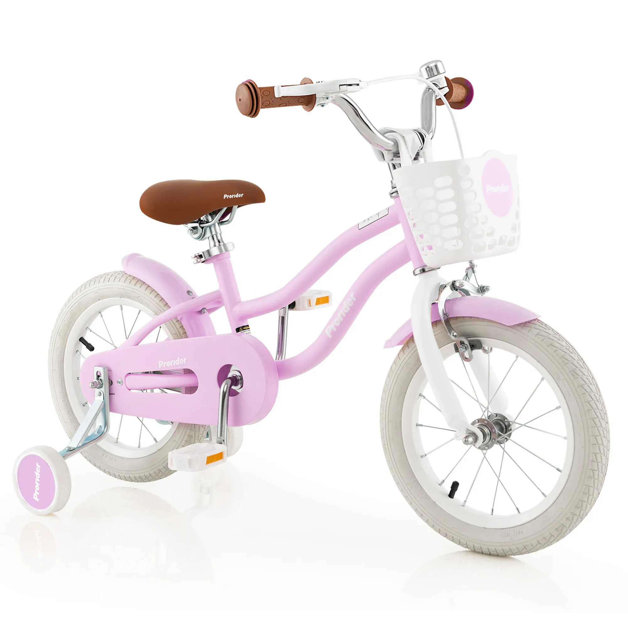Baby Joy Kids Bike with 2 Training Wheels - 36cm- Purple