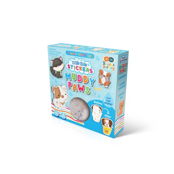Buddy & Barney Colour Changing Bath Stickers - Muddy Paws