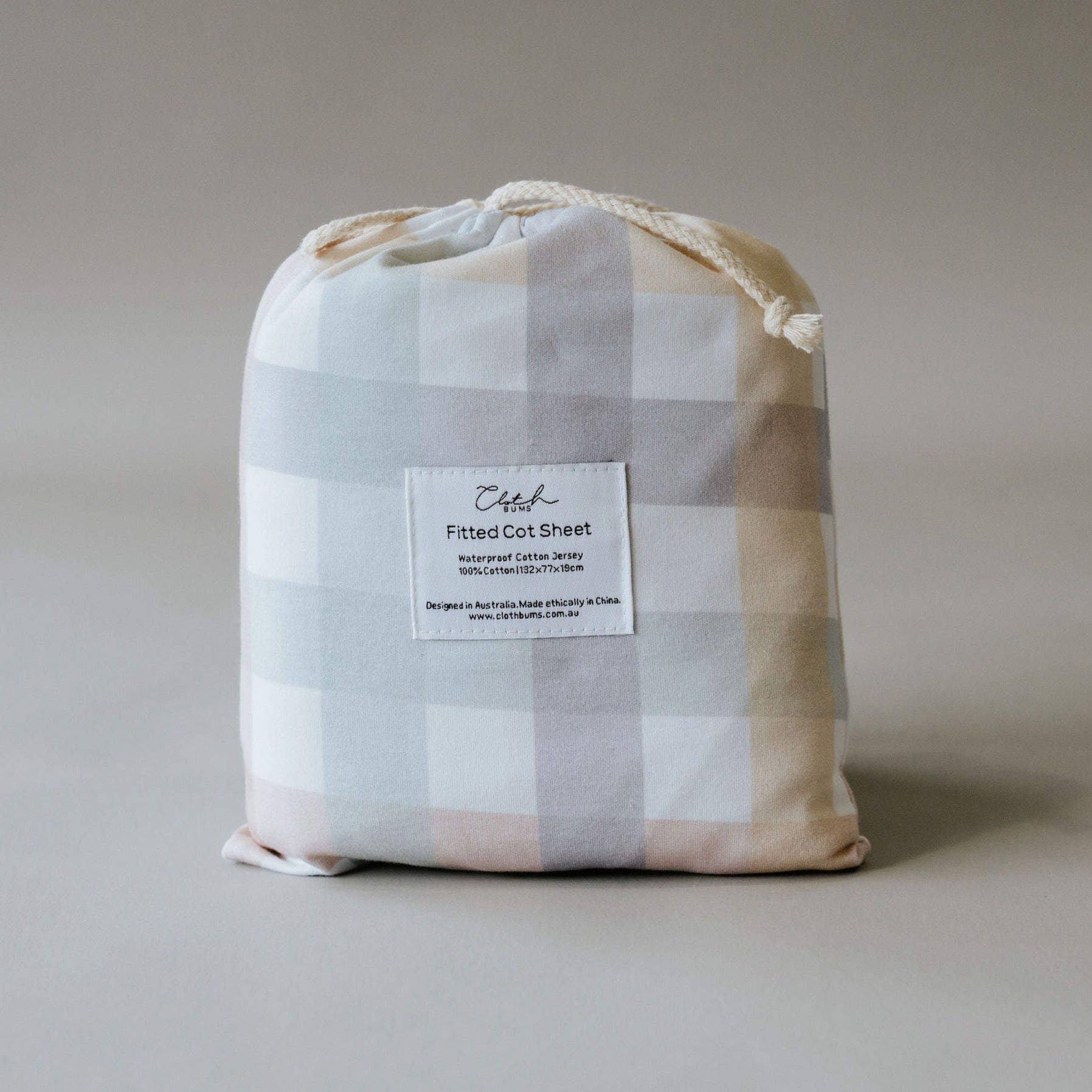 Cloth Bums Waterproof Cot Sheet, Checkpoint