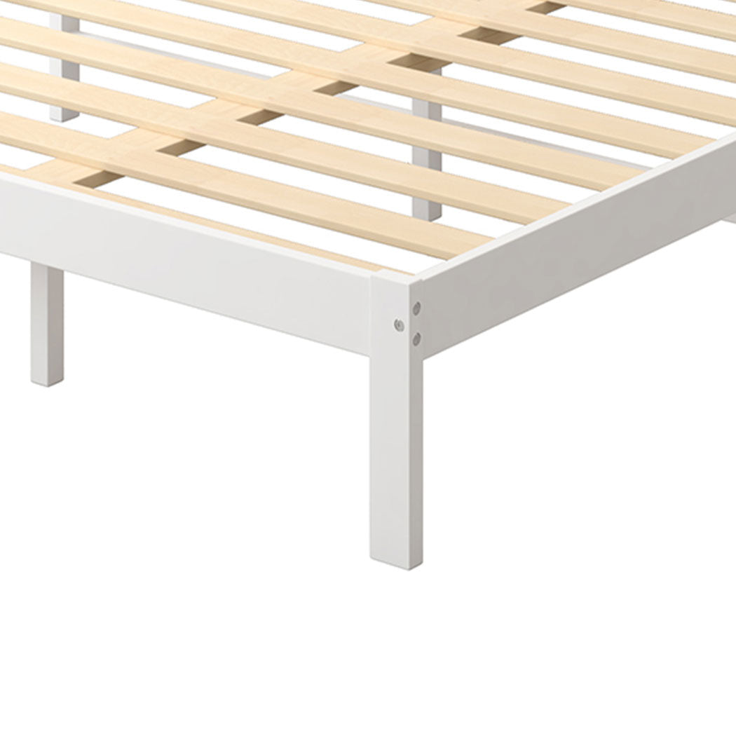 Levede Wooden Bed Frame Single Solid Timber Pine Wood - White 