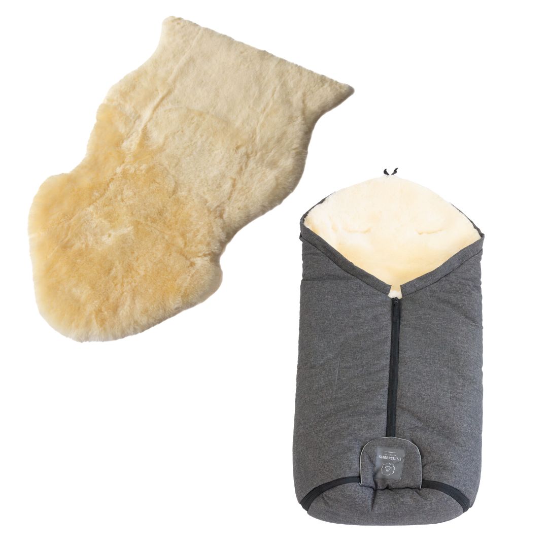 Naturally Sheepskins Bundle Lambskin Footmuff (Charcoal) + Lambskin