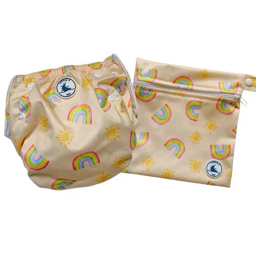 Little E Co Reusable Swim Nappy Mini Wet Bag Combo Rainbows