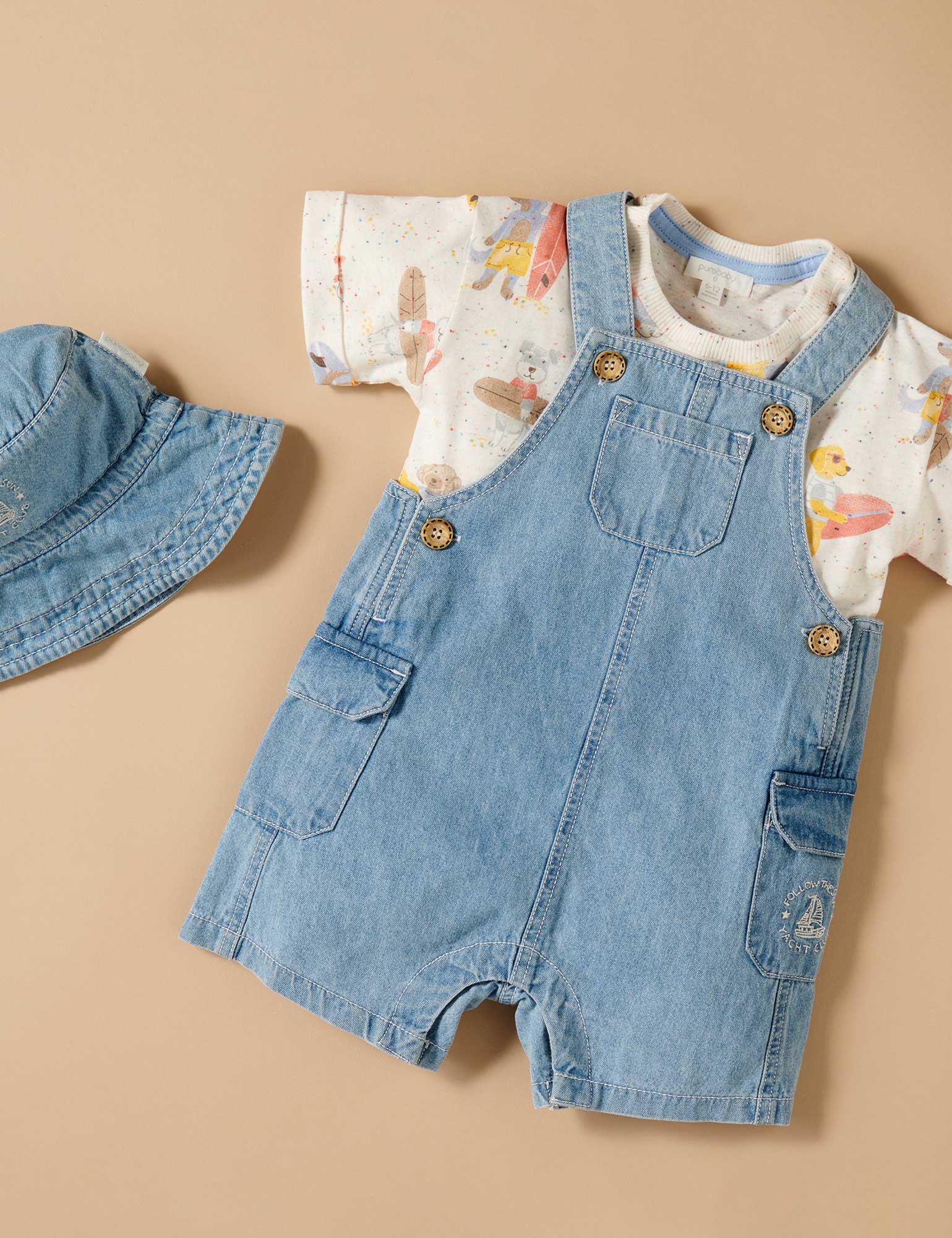 Purebaby Bucket Hat Faded Denim Hats Baby Bunting AU