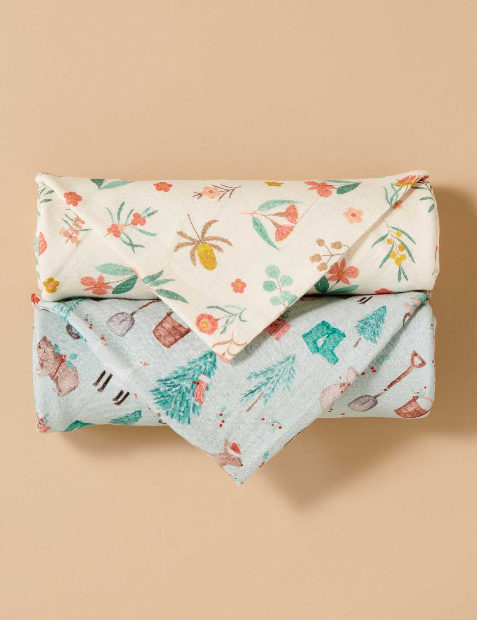 Purebaby Christmas Crinkle Muslin Farmyard Christmas Crinkle Wraps