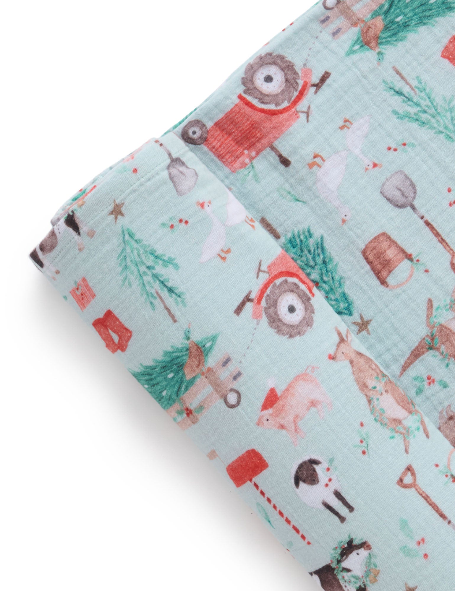 Purebaby Christmas Crinkle Muslin Farmyard Christmas Crinkle Wraps