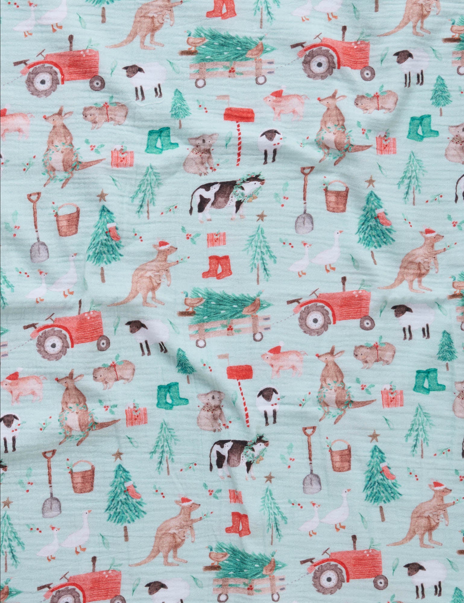 Purebaby Christmas Crinkle Muslin Farmyard Christmas Crinkle Wraps