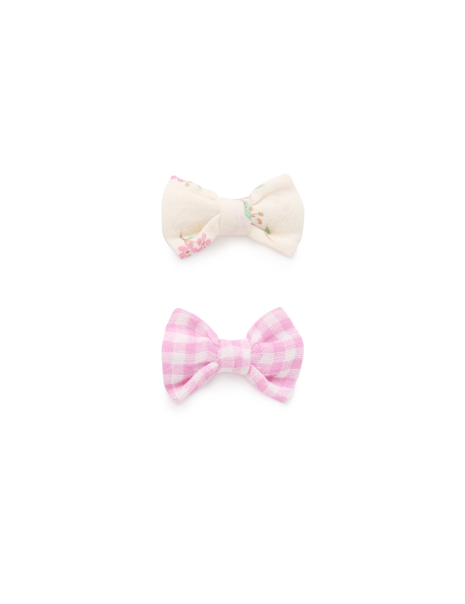Purebaby 2 Pack Bow Hairclips Passionfruit Gingham Baby Hair Clips